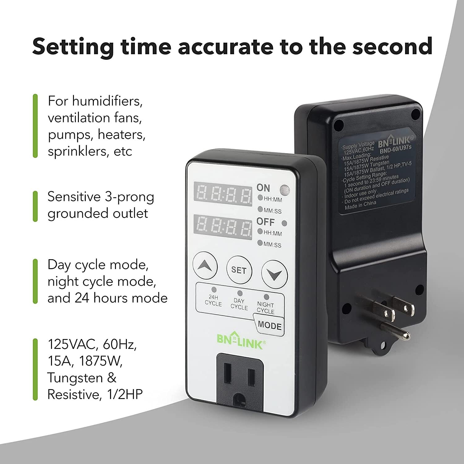 BN-LINK Timer Outlet Short Period Repeat Cycle Intermittent Digital Timer