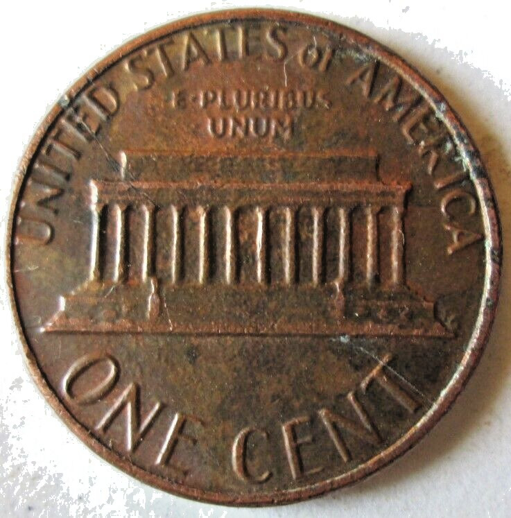 1983-P MEMORIAL CENT, REVERSE DIE CRACK ERROR RIM THRU "T", XF CIRCULATED