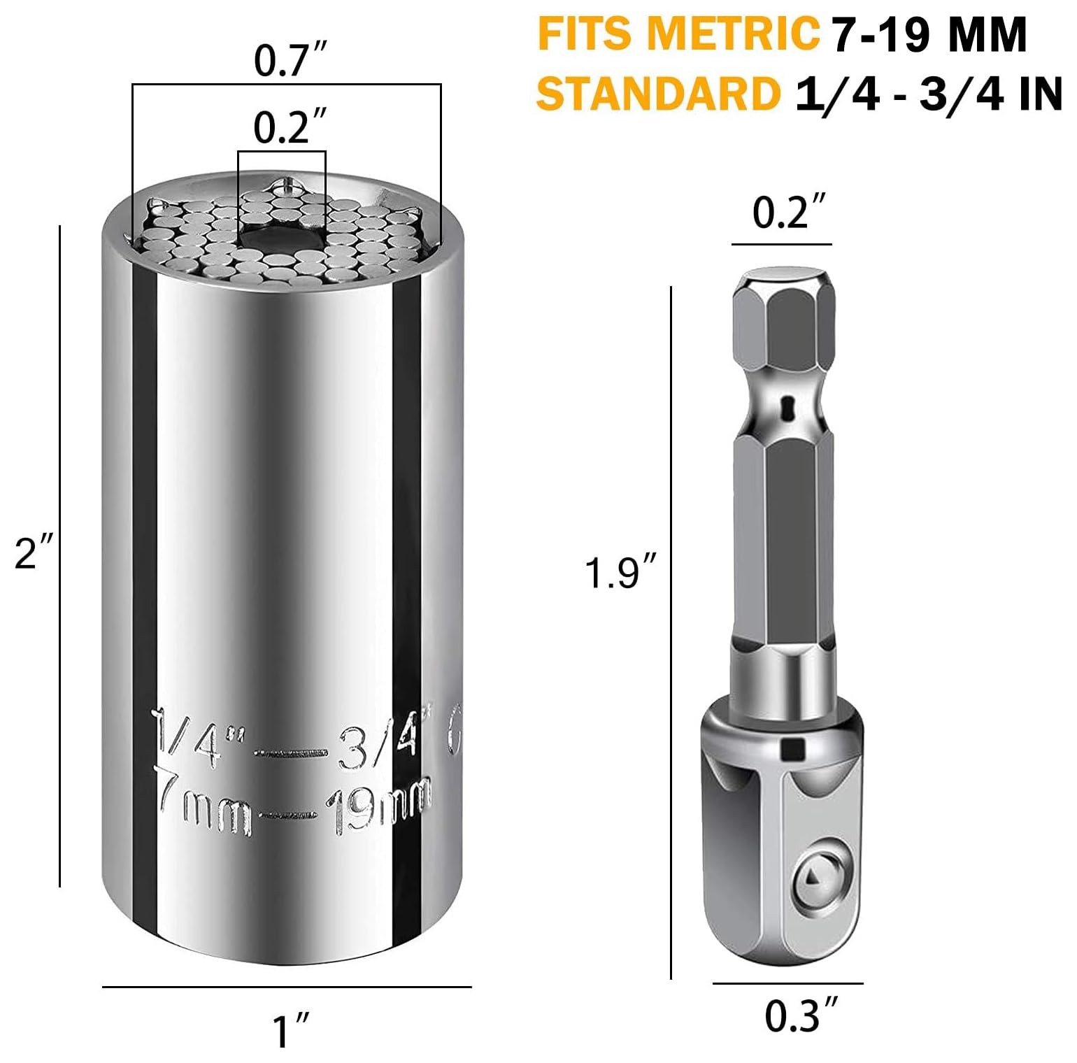 2 PCS Universal Socket Tool,Super Socket Unscrew Any Bolt, Adjustable Socket ...