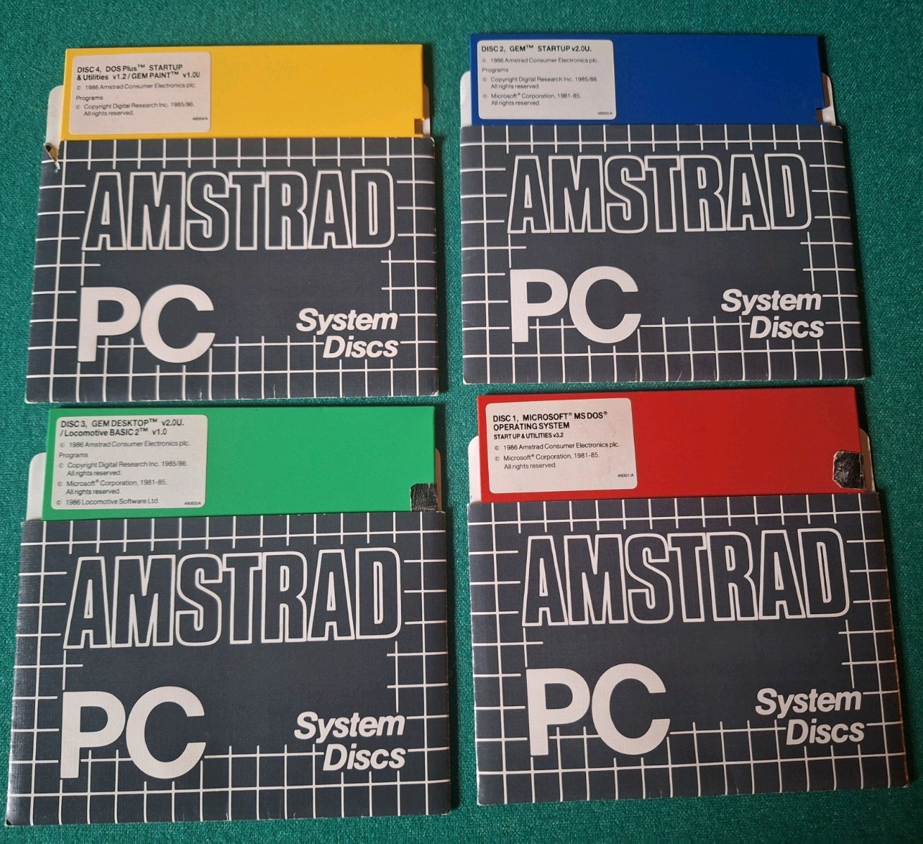 Vintage Amstrad PC System Discs 5.25" Microsoft MS DOS 1986- 4 Floppy Discs