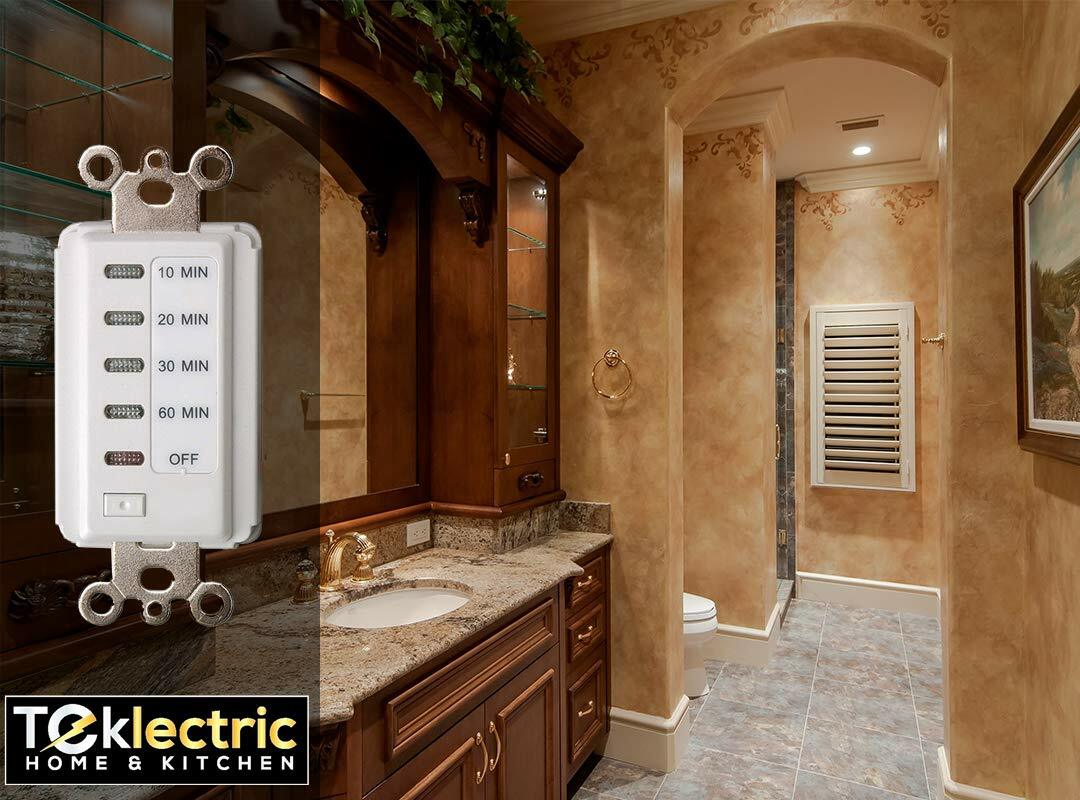 Bathroom Fan Auto Shut Off Timer 10-20-30-60 Minute Preset Countdown Wall Switch