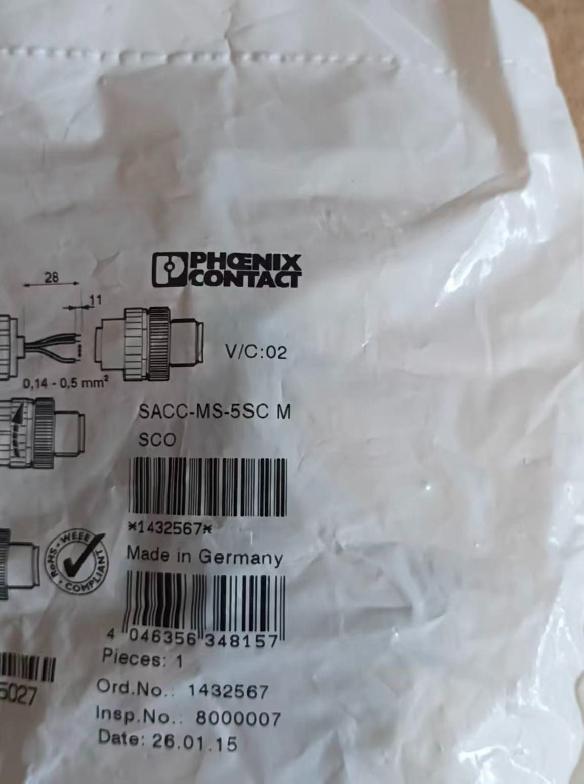 NEW Phoenix Contact SACC-MS-5SC M SCO, Part No. 1432567