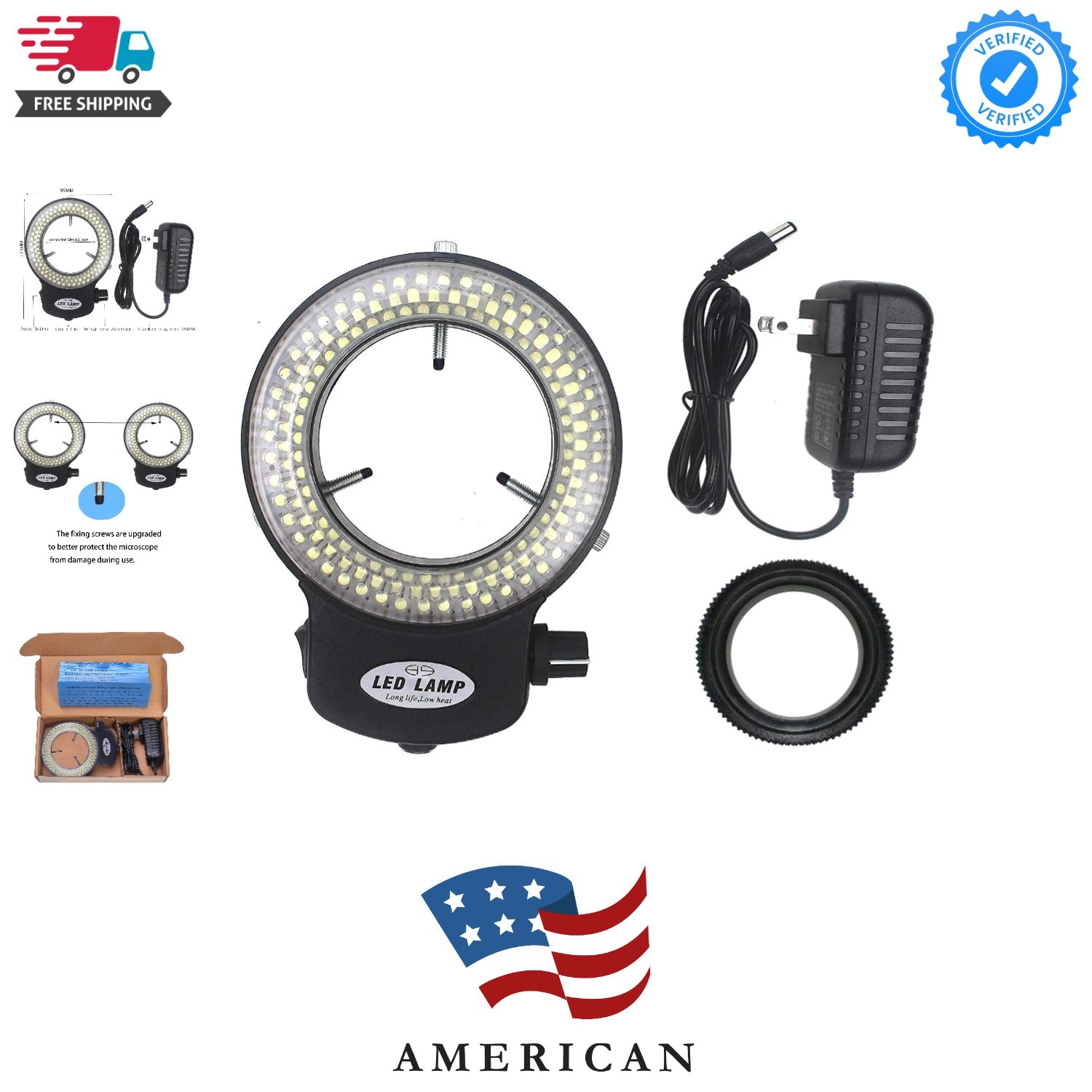 LED-144-ZK Black Adjustable 144 LED Ring Light Illuminator for Stereo Microsc...