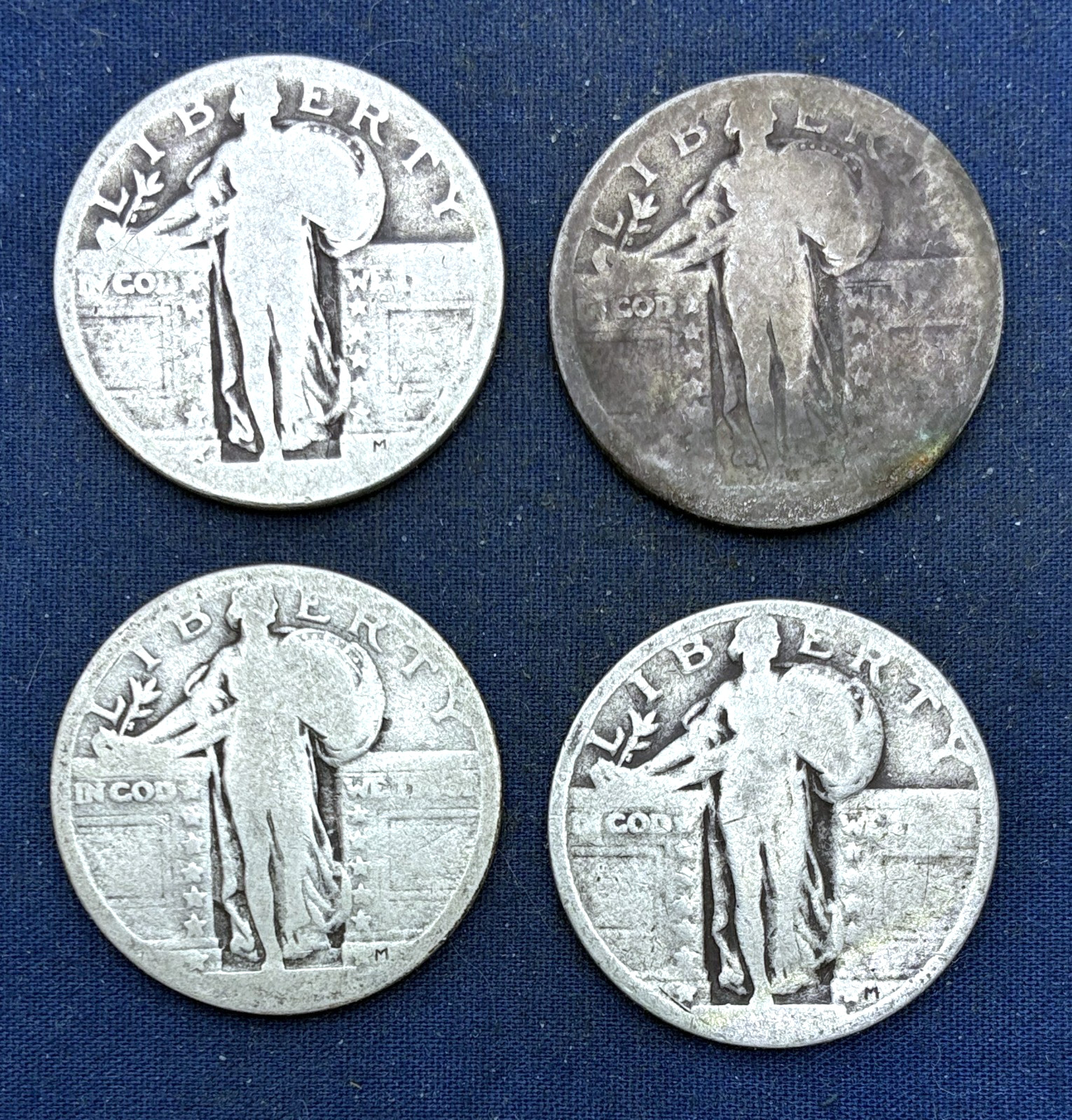 no date (4) Standing Liberty Silver Quarters,  4 coin lot