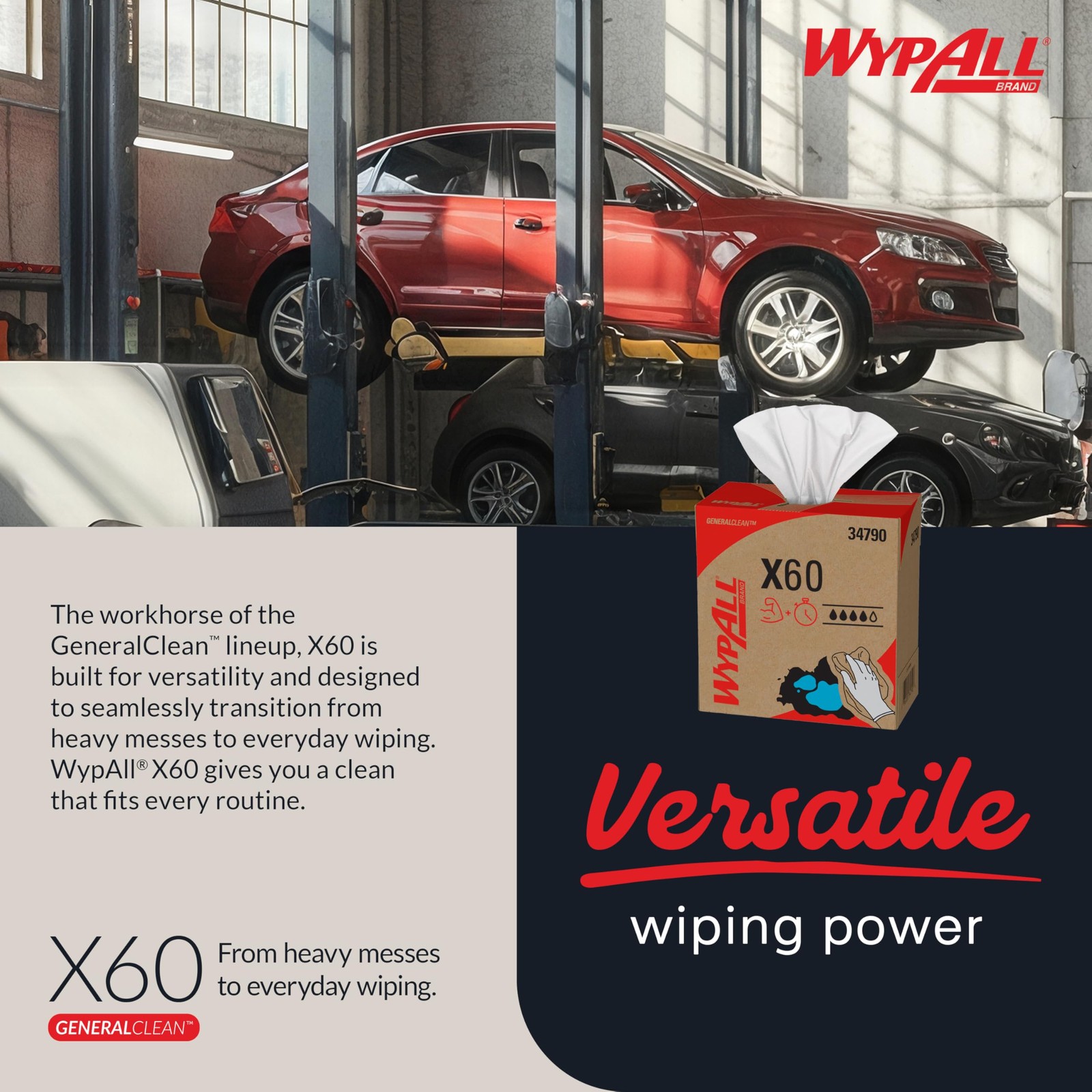 WypAll GeneralClean X60 Cloths Multi-Task Cleaning Wipes 10 Boxes, White