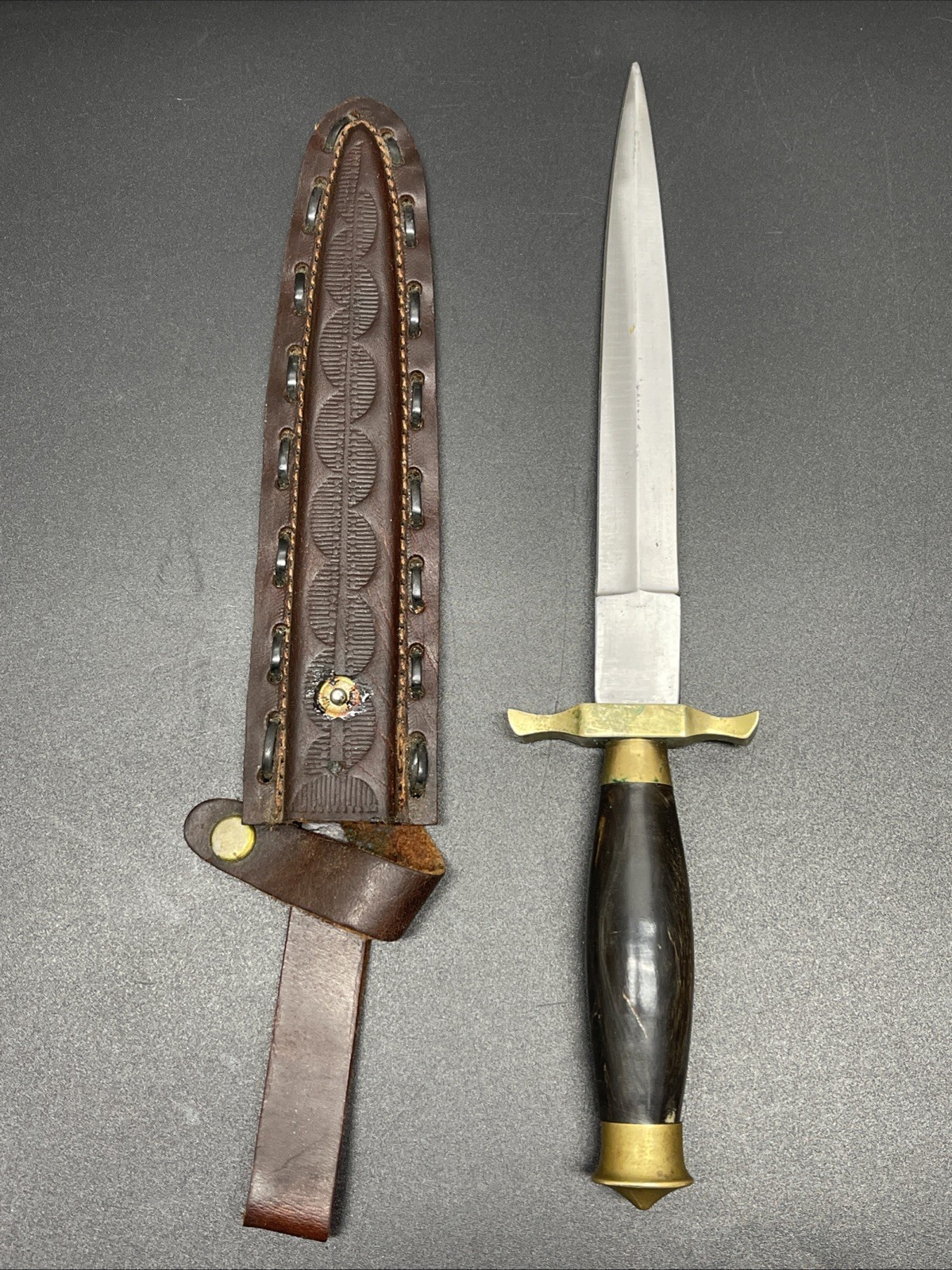 Black Wood Handle Renaissance Athame 10"  Double-Edged Steel Dagger Knife