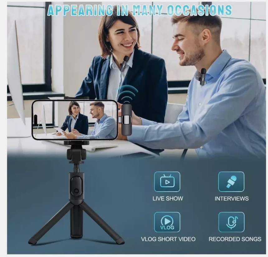 Lavalier Microphone Wireless Audio Video Recording Mini Mic For iphone lighting