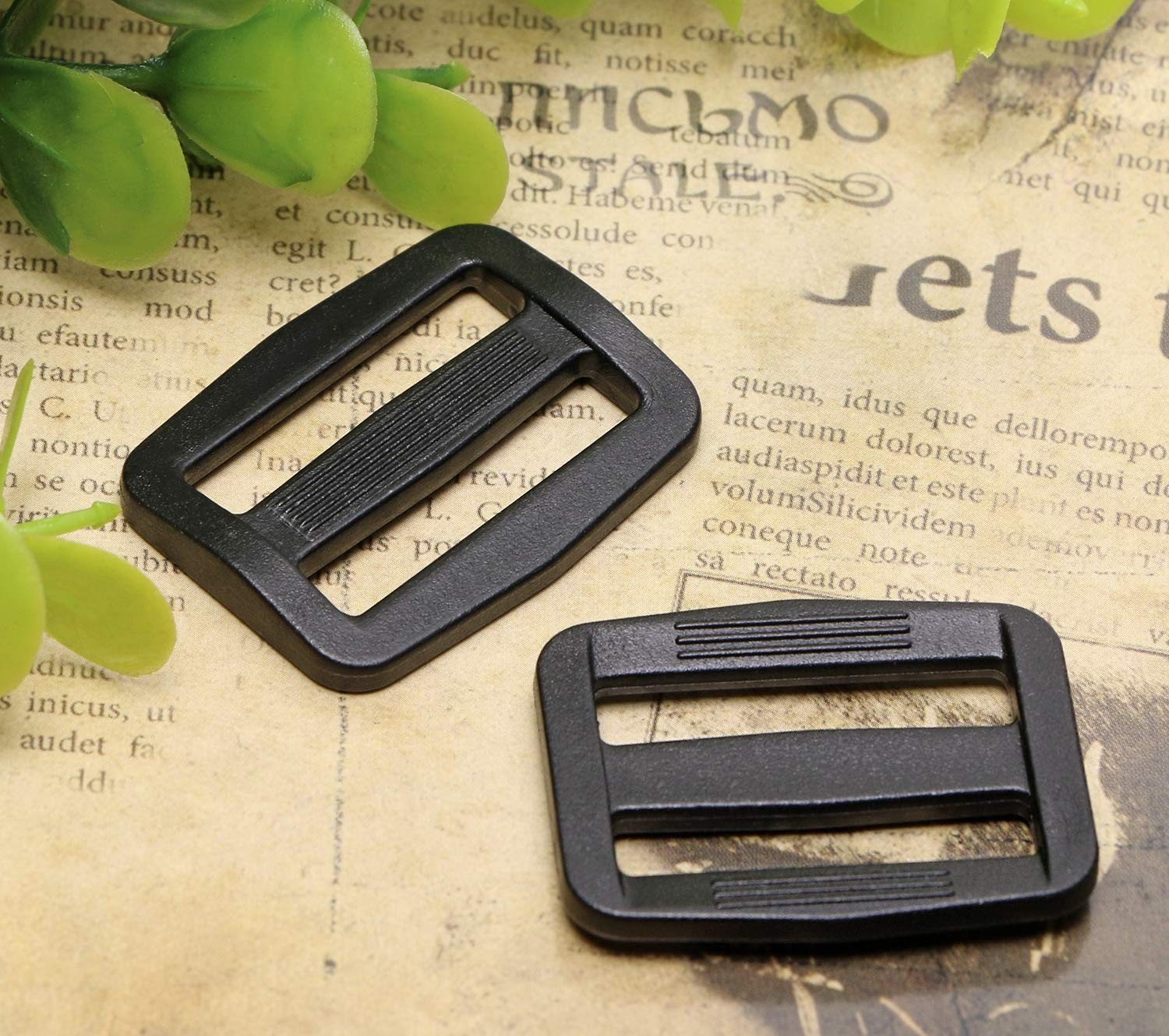 50PCS Black Plastic Tri-glide Slides Button Bulk Adjustable Webbing Triglides...