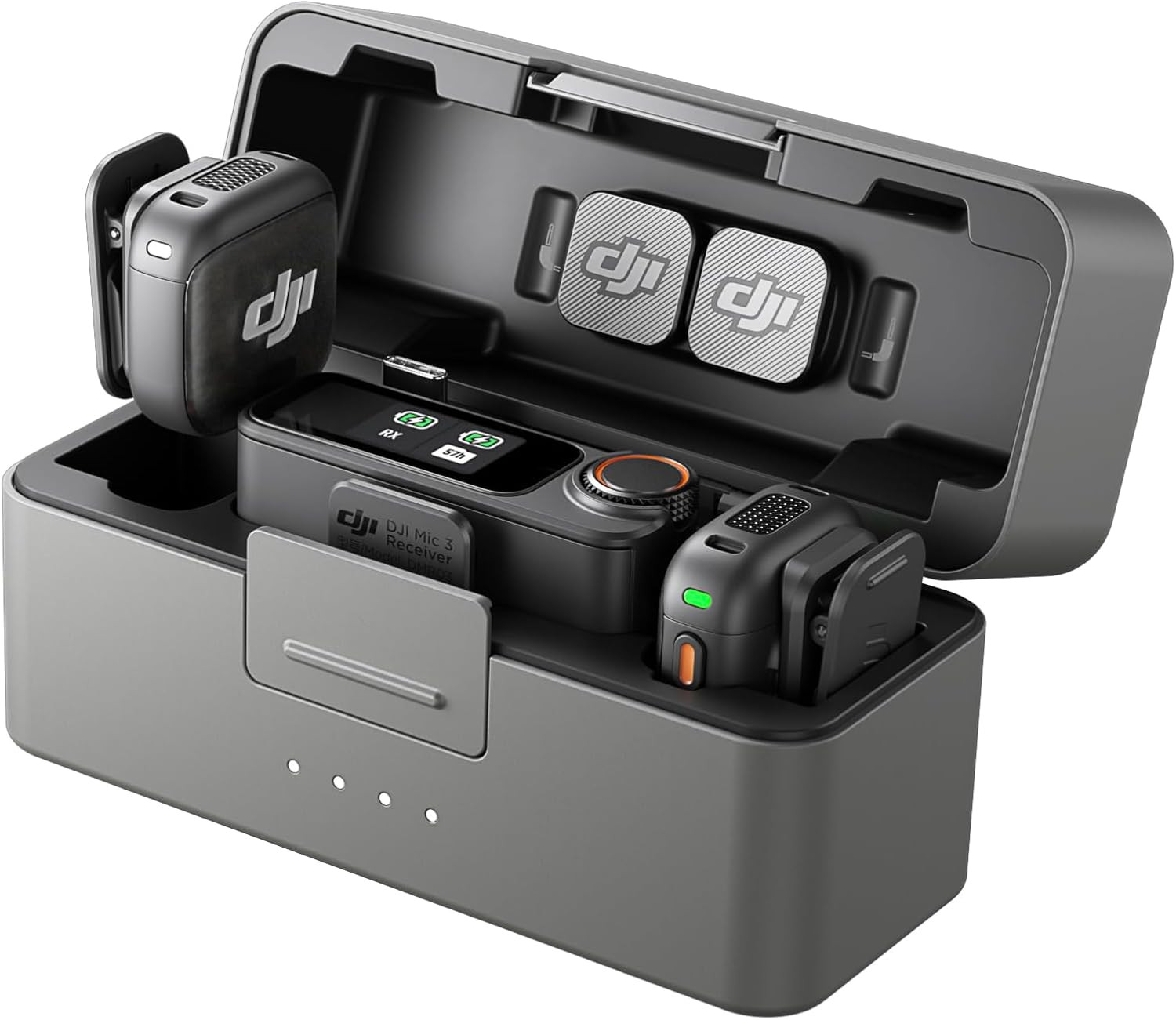 Wireless Microphone System with 2 Transmitters, 1 Receiver, Charging Case