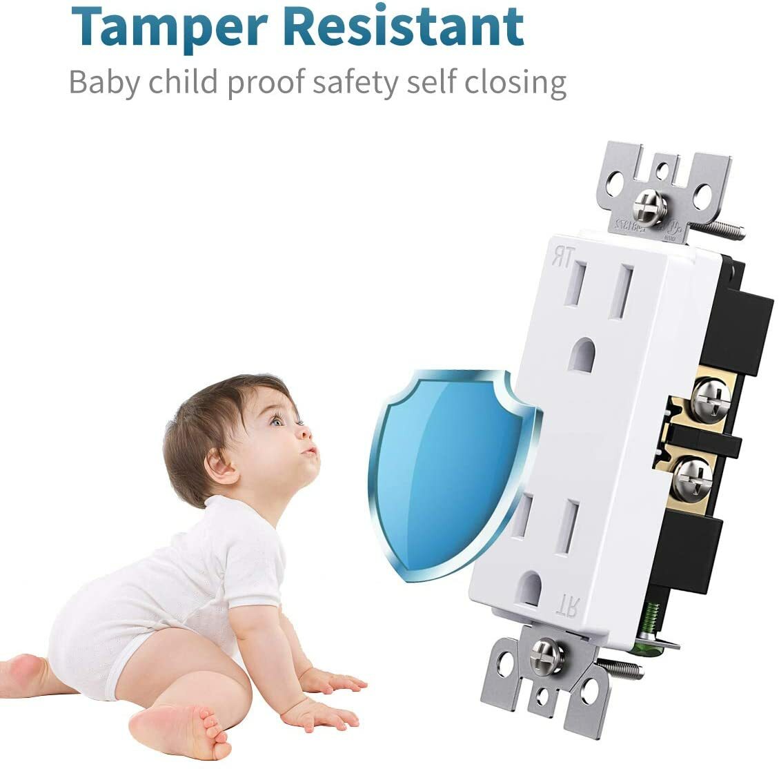 24Pack Outlet Socket, Decora Duplex Receptacle 15 Amp, 125 Volt Tamper Resistant