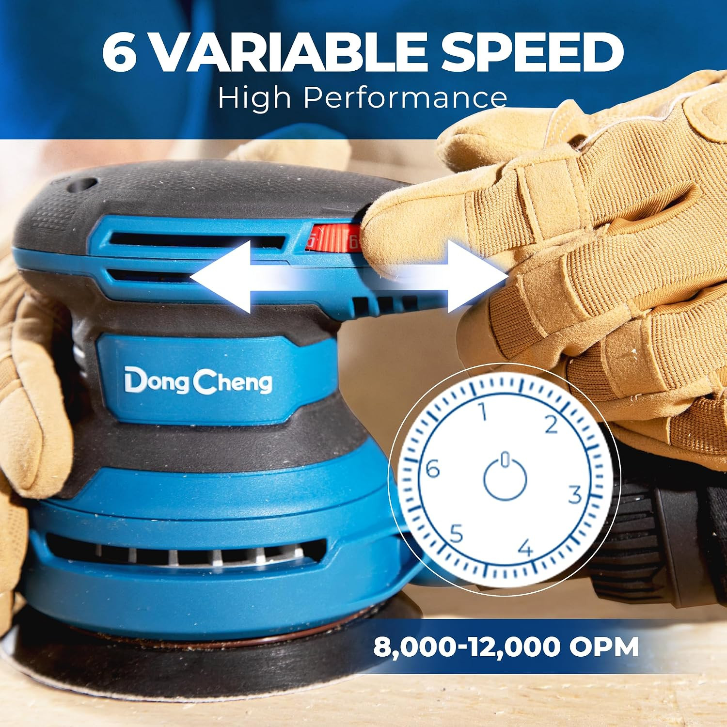 5-Inch Random Orbital Sander 3.2A 12800OPM Electric Palm Sander, 6 Variable Spee