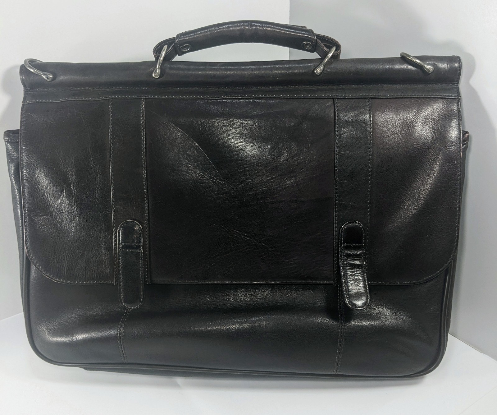 Solo Brown Leather Satchel Messenger Bag fits 16" Laptop Briefcase