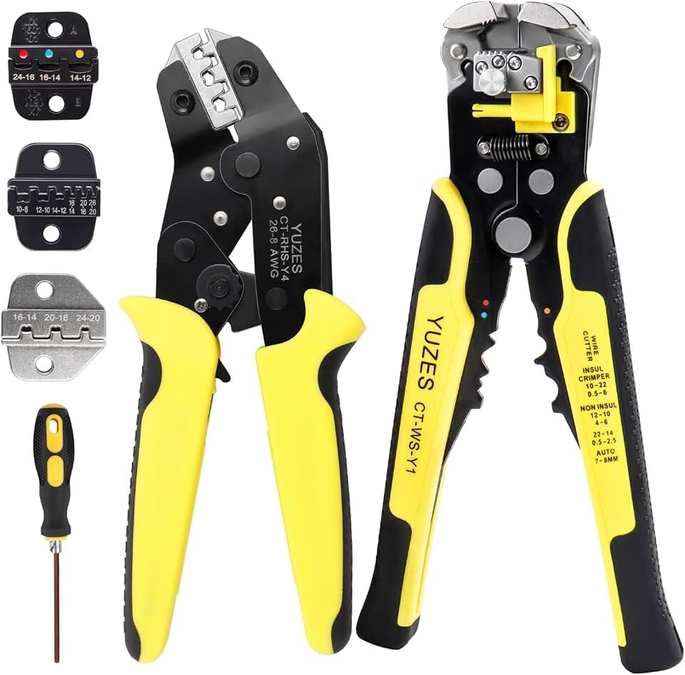 YUZES Automatic Wire Stripper and Crimping Tool Kit for Heat Shrink, Insulated