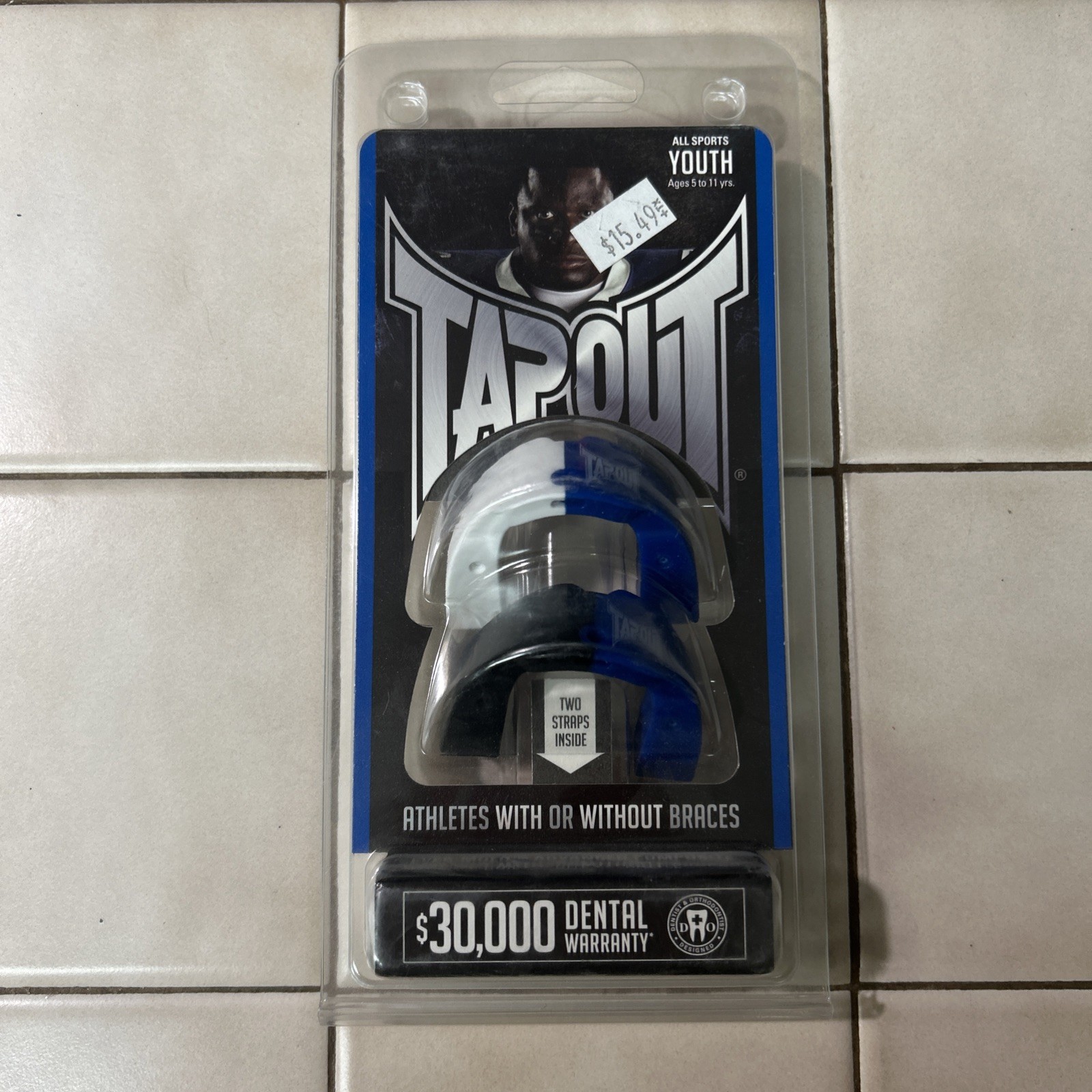 NEW Tapout Mouth Piece All Sports YOUTH (5-11 years) Blue/Black/White 2 Pack