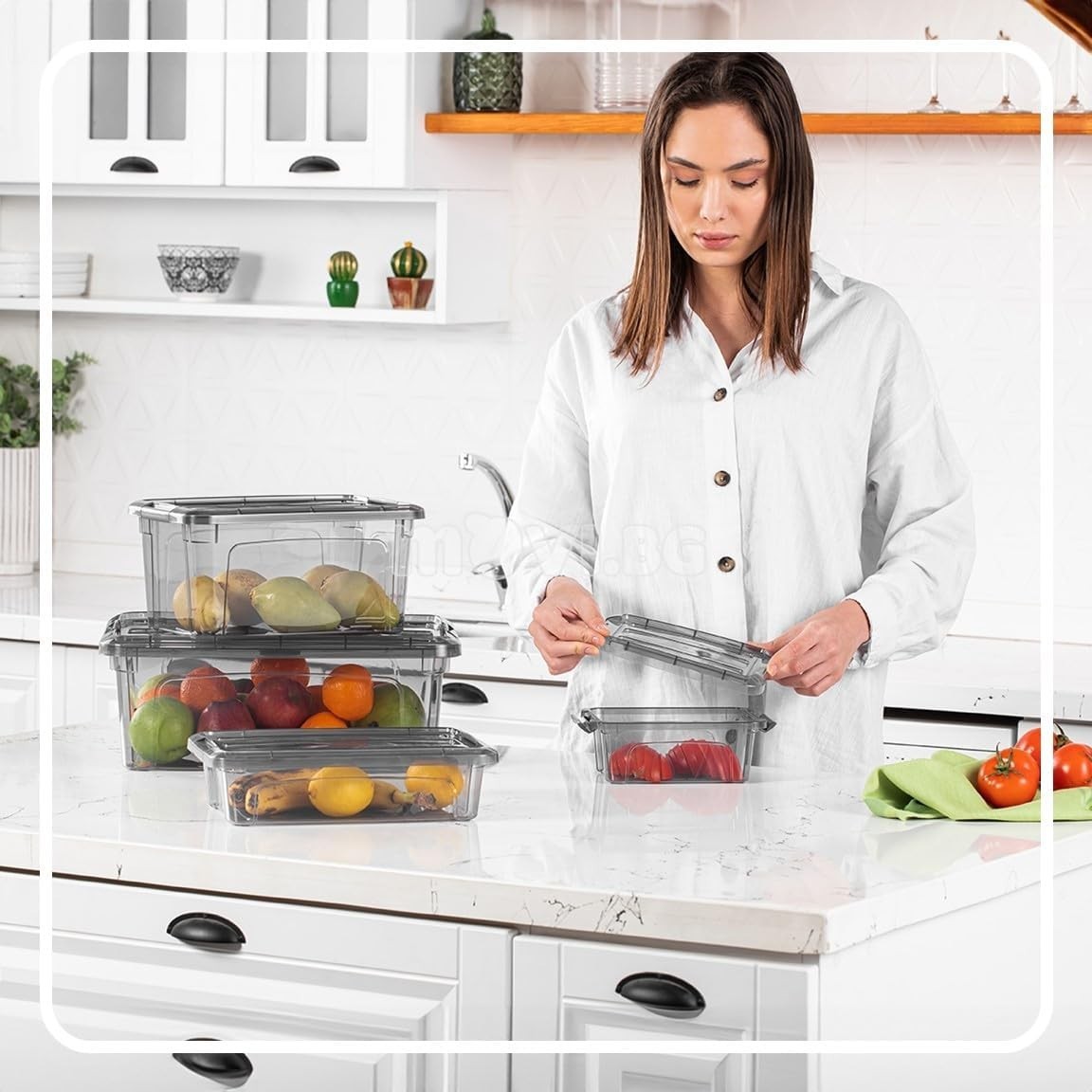 Transparent Tinted Plastic Storage Containers with Latching Lids - 15.5'' x 12''