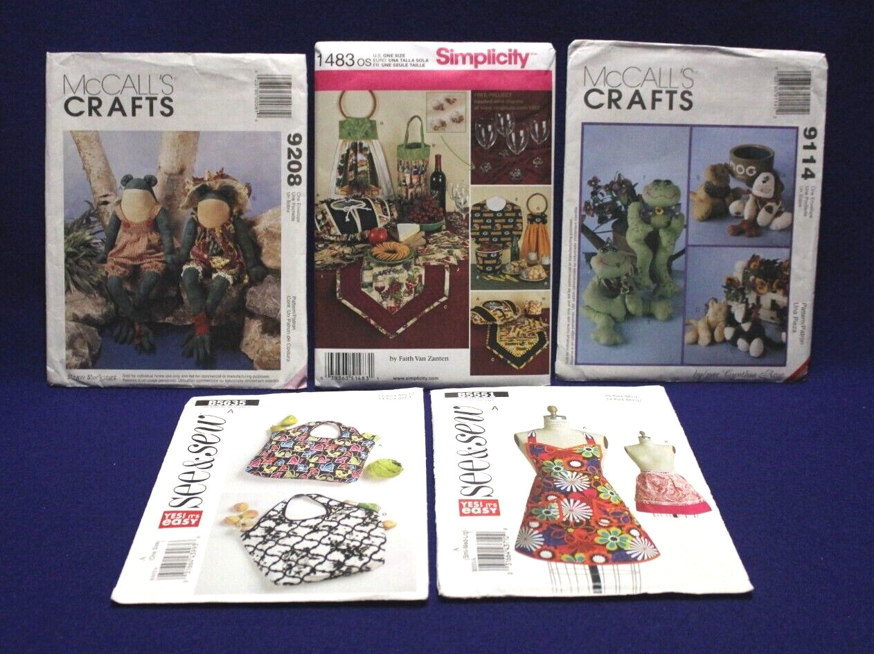 Crafts UNCUT Patterns - Frogs, Dogs, Apron, Bags, Bibs UPick $9.99 FREE Shipping