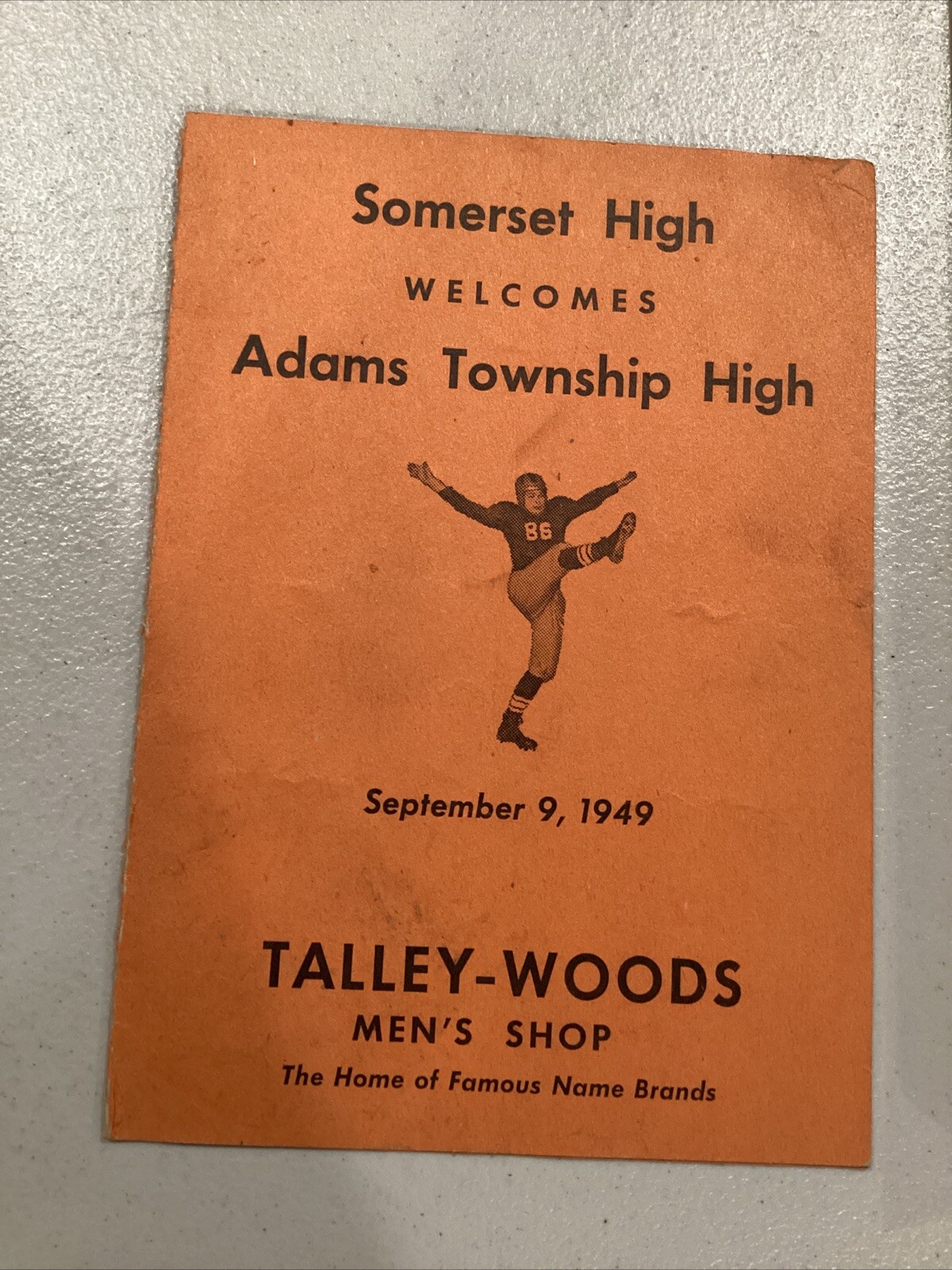 1949 Sept 9 Somerset High School V Adams Township HS Football Program