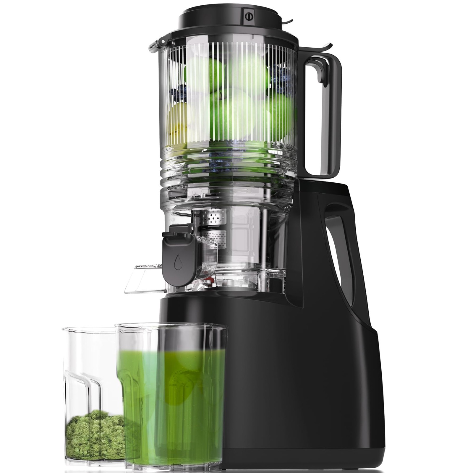Cold Press Juicer, 6.5" Wide Feed Chute Juice Extractor Machine with Handle, ...
