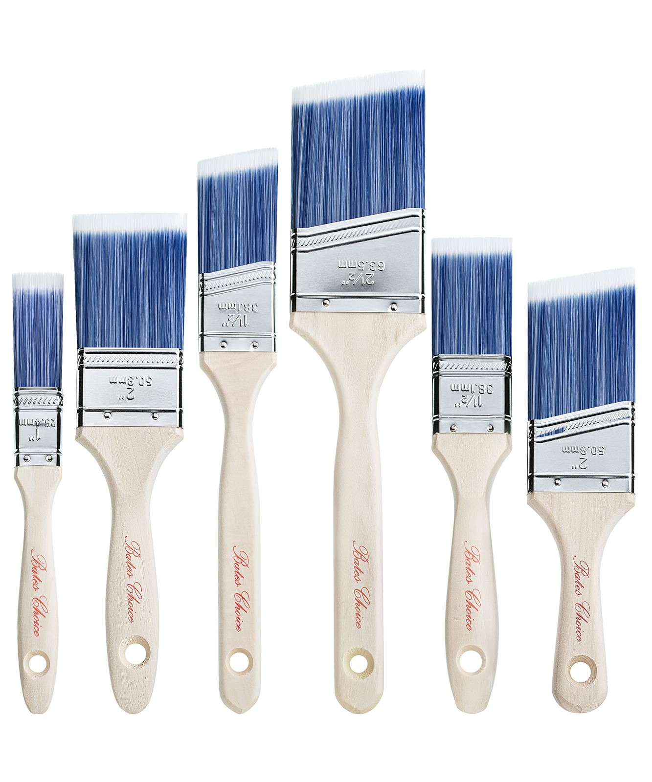 Bates Paint Brushes | 6 Pack w/ Flat & Angled Styles | Smooth Finish