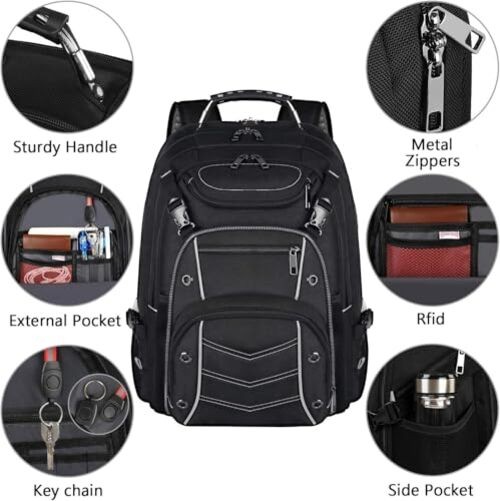 18.4 Laptop Backpack for unisex, 60L Extra Large Gaming Laptops Back Grey
