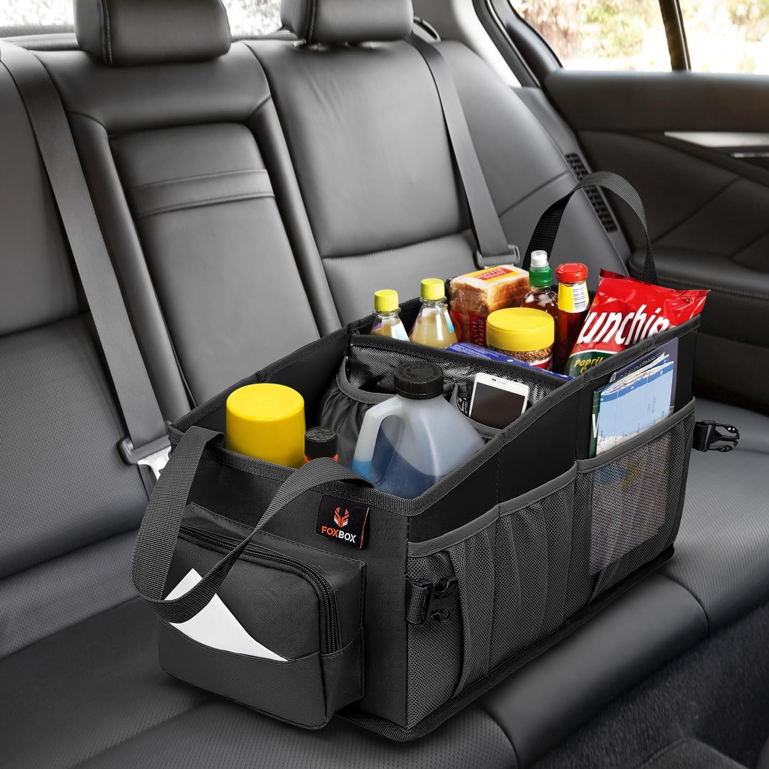 FoxBox Car Seat Trunk Organizer SUV - Front, Back Seat Storage, Passenger Floor