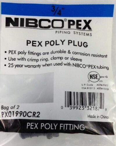 NibcoPex PX01990CR2 Pex Poly Plug, FREE SHIPPING