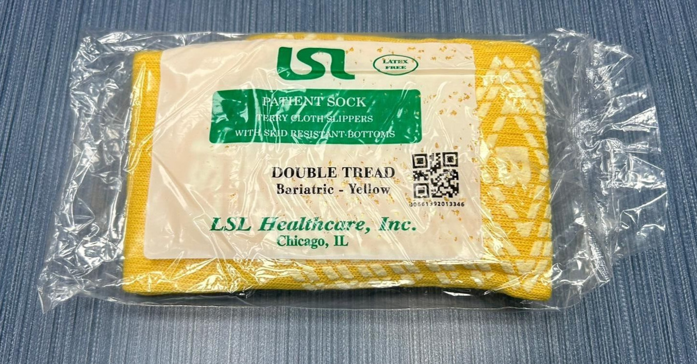 Case of 48 x Yellow Double Tread Bariatric Slippers Socks LSL Healthcare