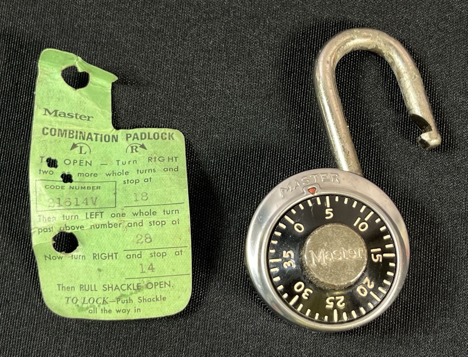 Vintage Master Lock Co. Combination Padlock w/ Instructions Tested & Works