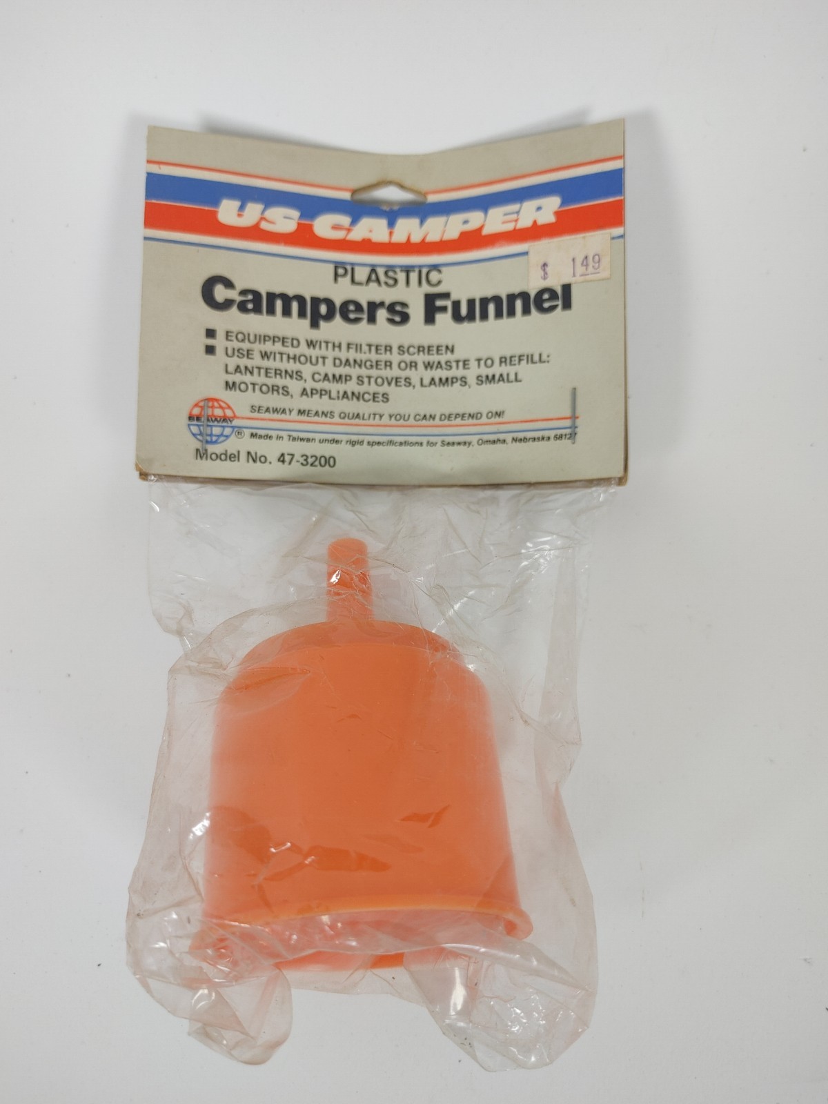 NOS Campers Funnel Filtered Plastic Lantern Lamp Stove Camping US Camper New