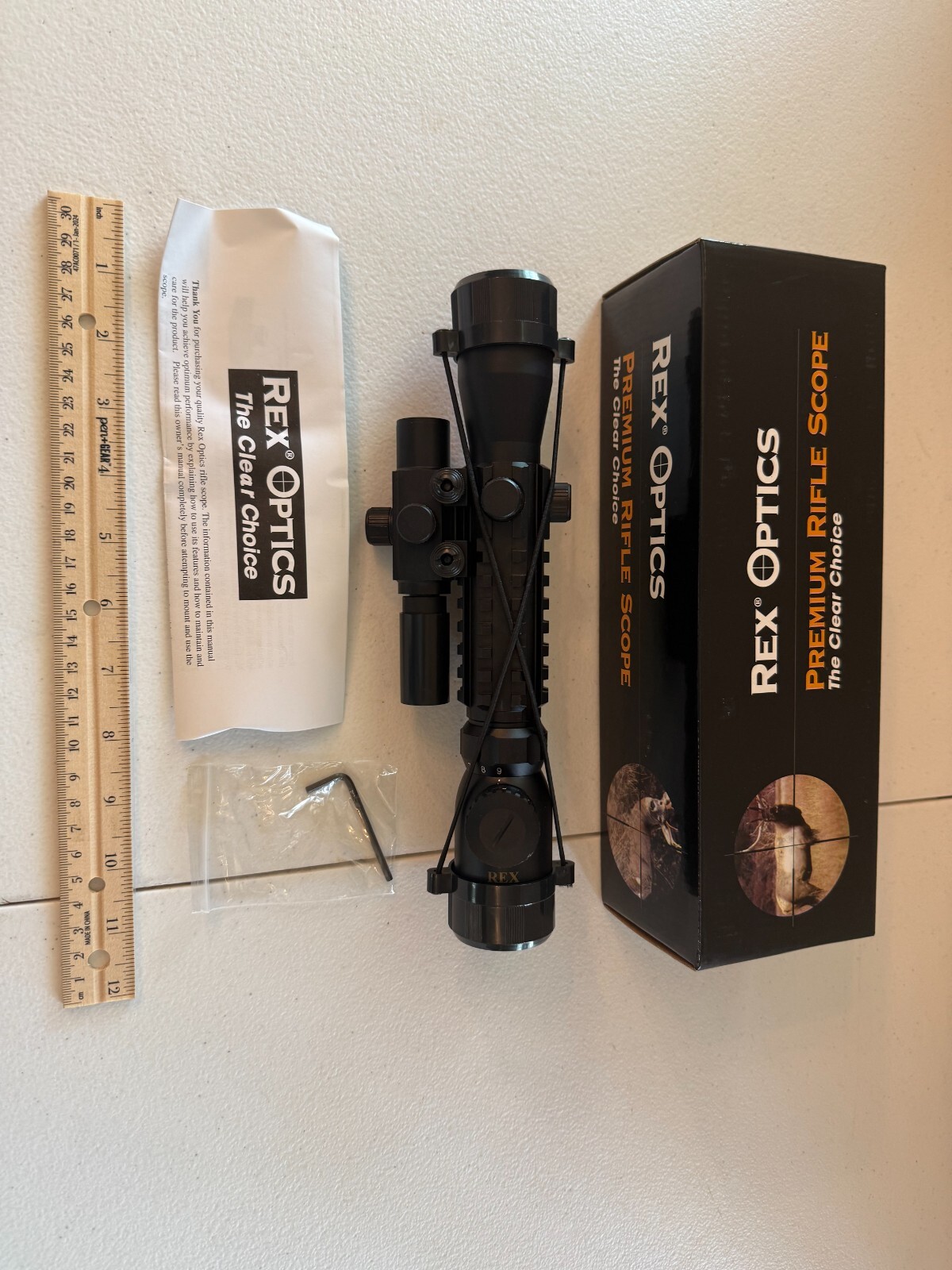 Rex Premium Scope 3-9x32 with lazer, lighted crosshairs and mounts