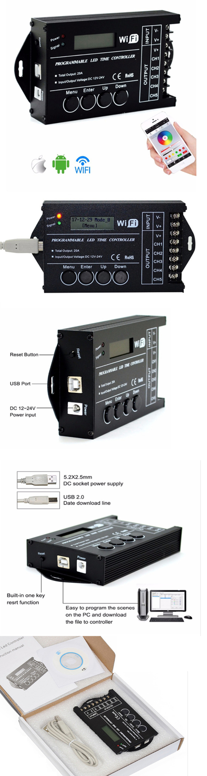 DC12-24V TC420/TC421 WiFi Time programmable LED controller Dimmer RGB for strip