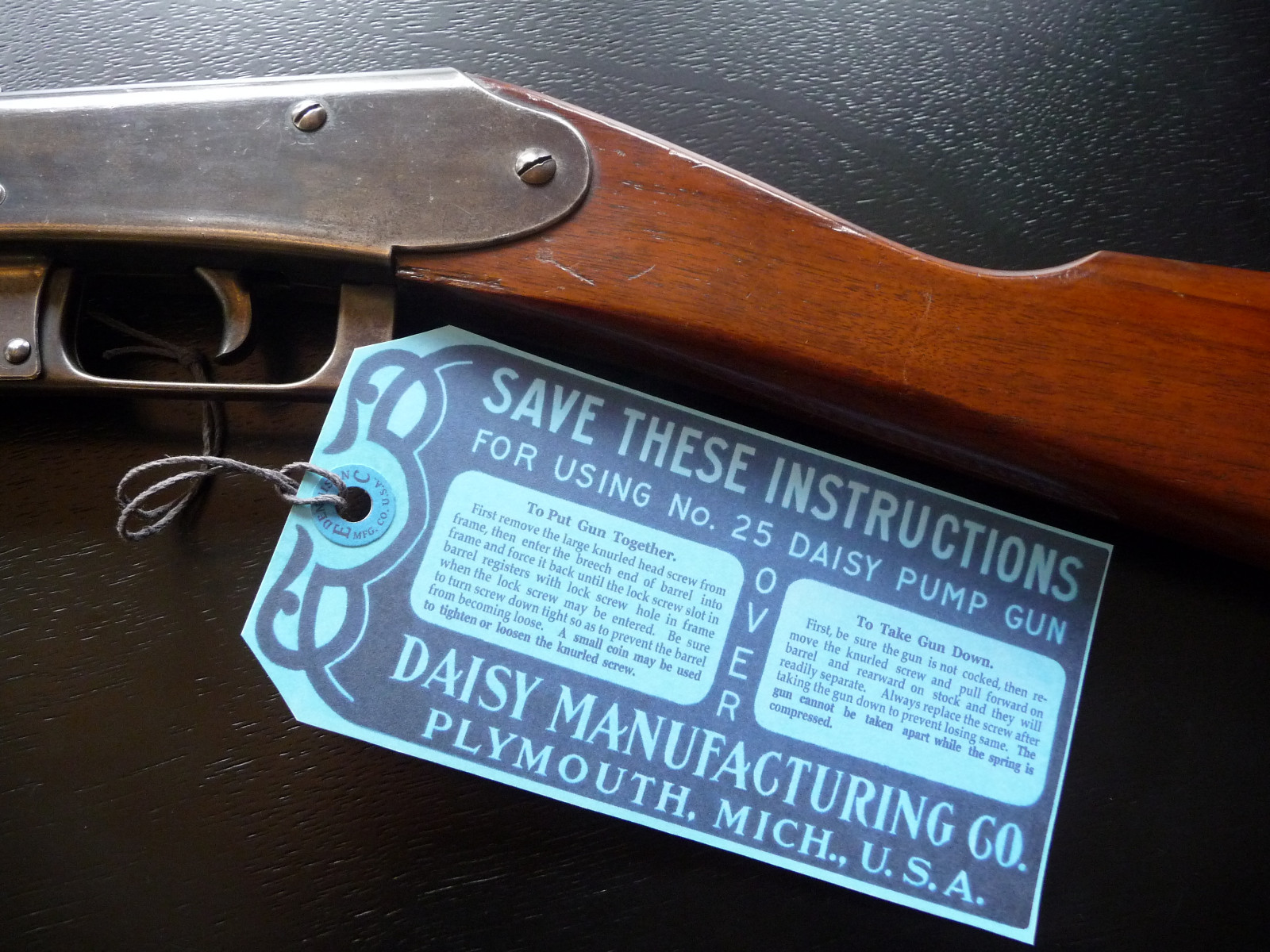 No. 25 DAISY Hang Tag Reproduction for Pump Gun BB Air Rifle  - Early Vintage