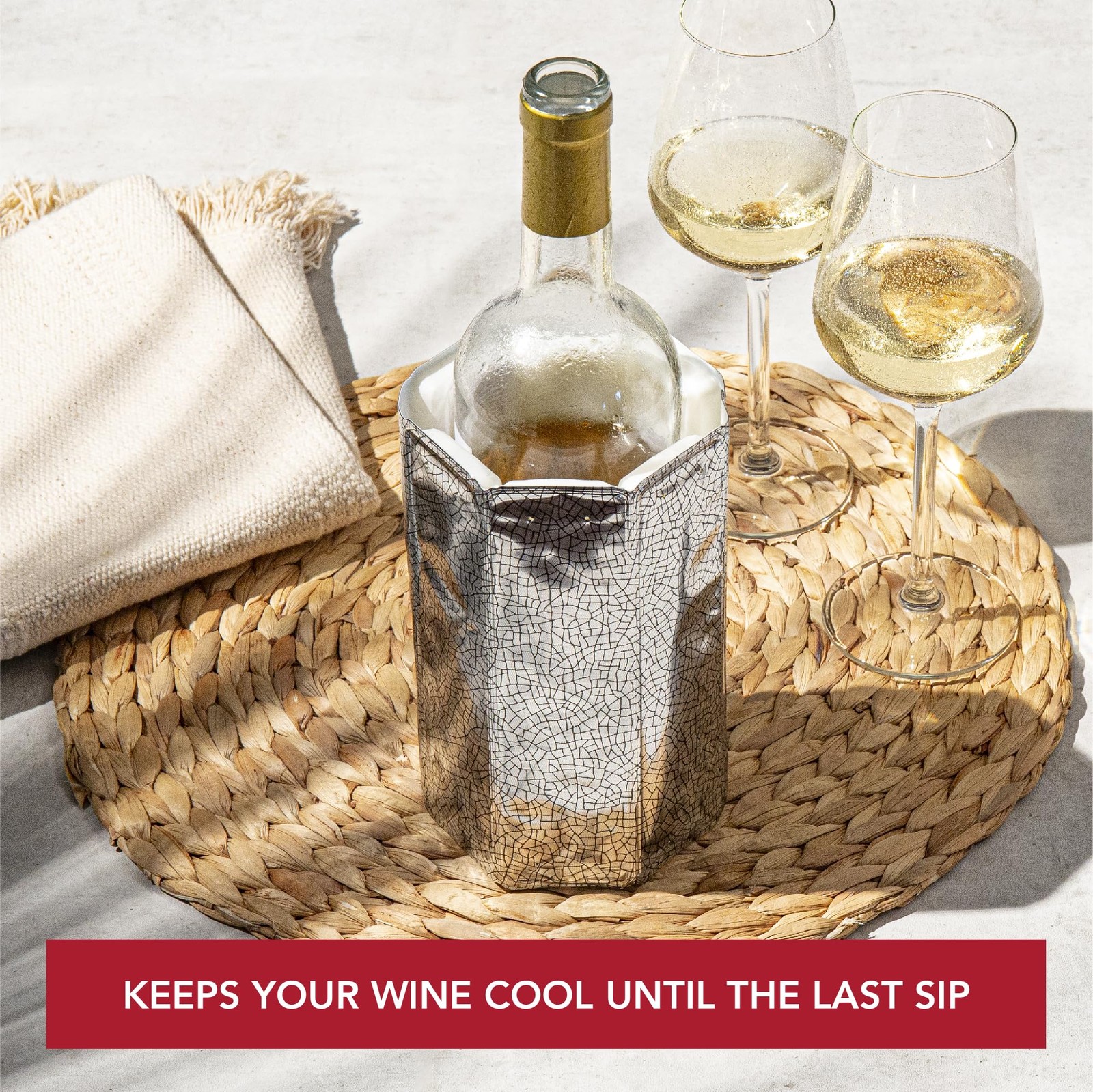 Rapid Ice Active Cooler Wine Bottle Chilling Sleeve Standard Silver
