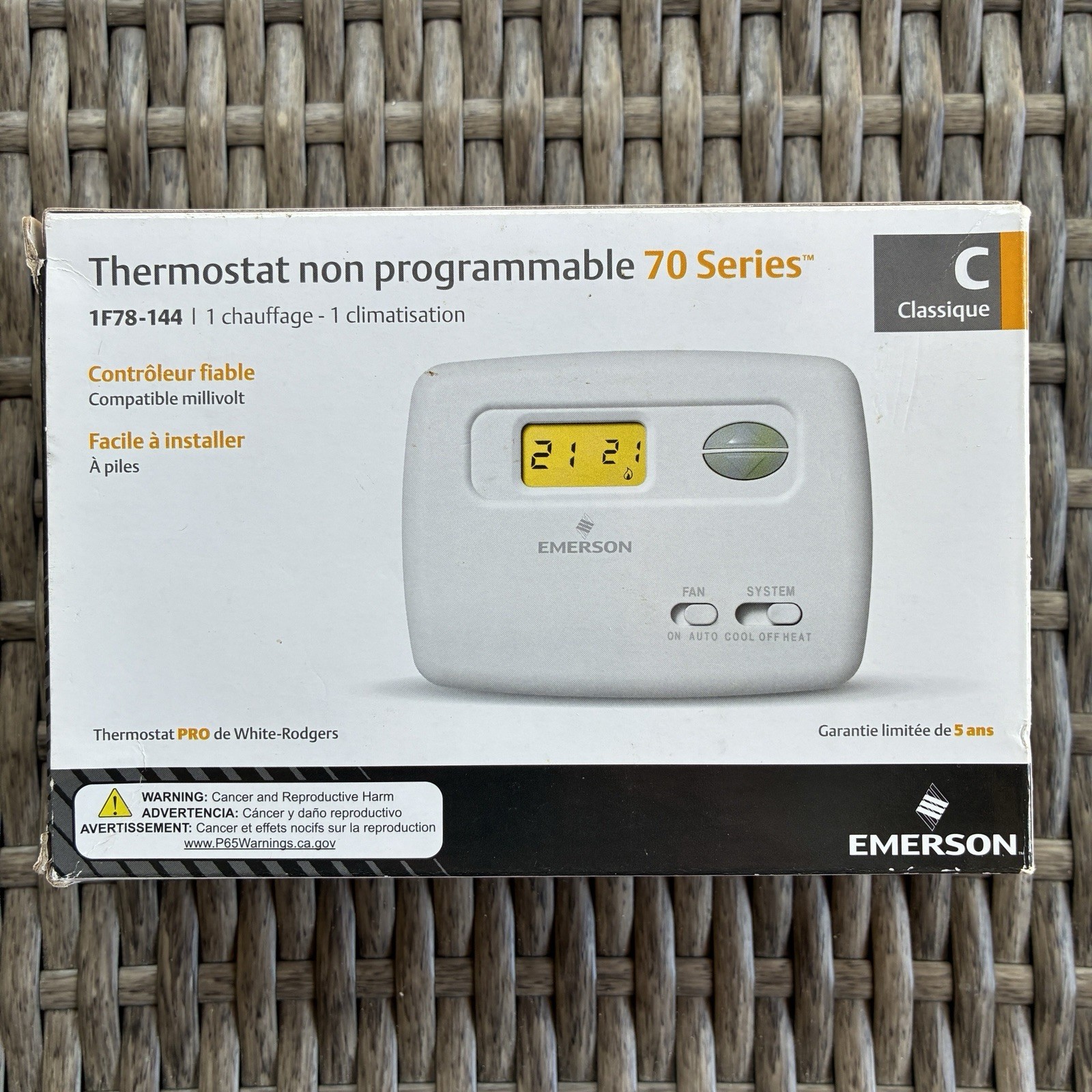 Emerson White-Rodgers 1F78-144 2 Wire Non-Programmable Thermostat New