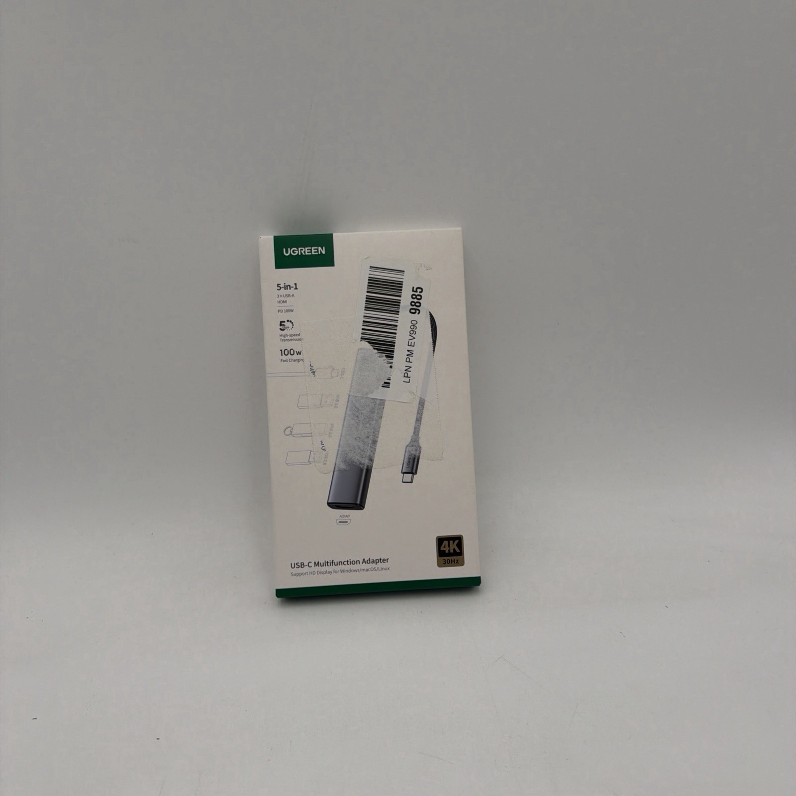 UGREEN USB C Hub 5 in 1 Multiport Adapter Revodok 105 4K HDMI, 100W grey