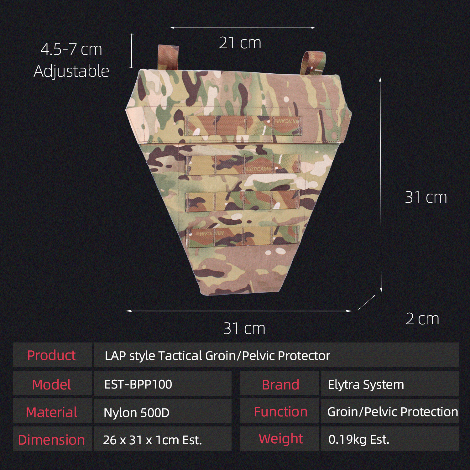 Tactical Vest Lap style groin/pelvic Protector Molle Jockstrap Baffle Panel