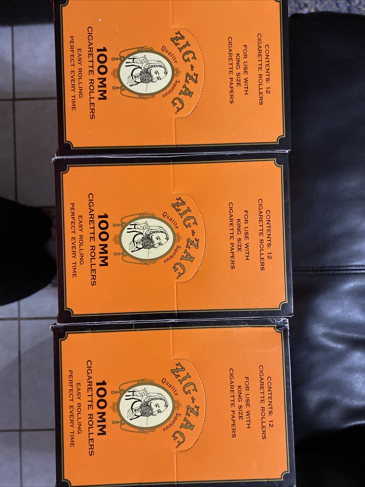 Full Box 12x Rollers Zig Zag Orange Roller Machine | 100MM