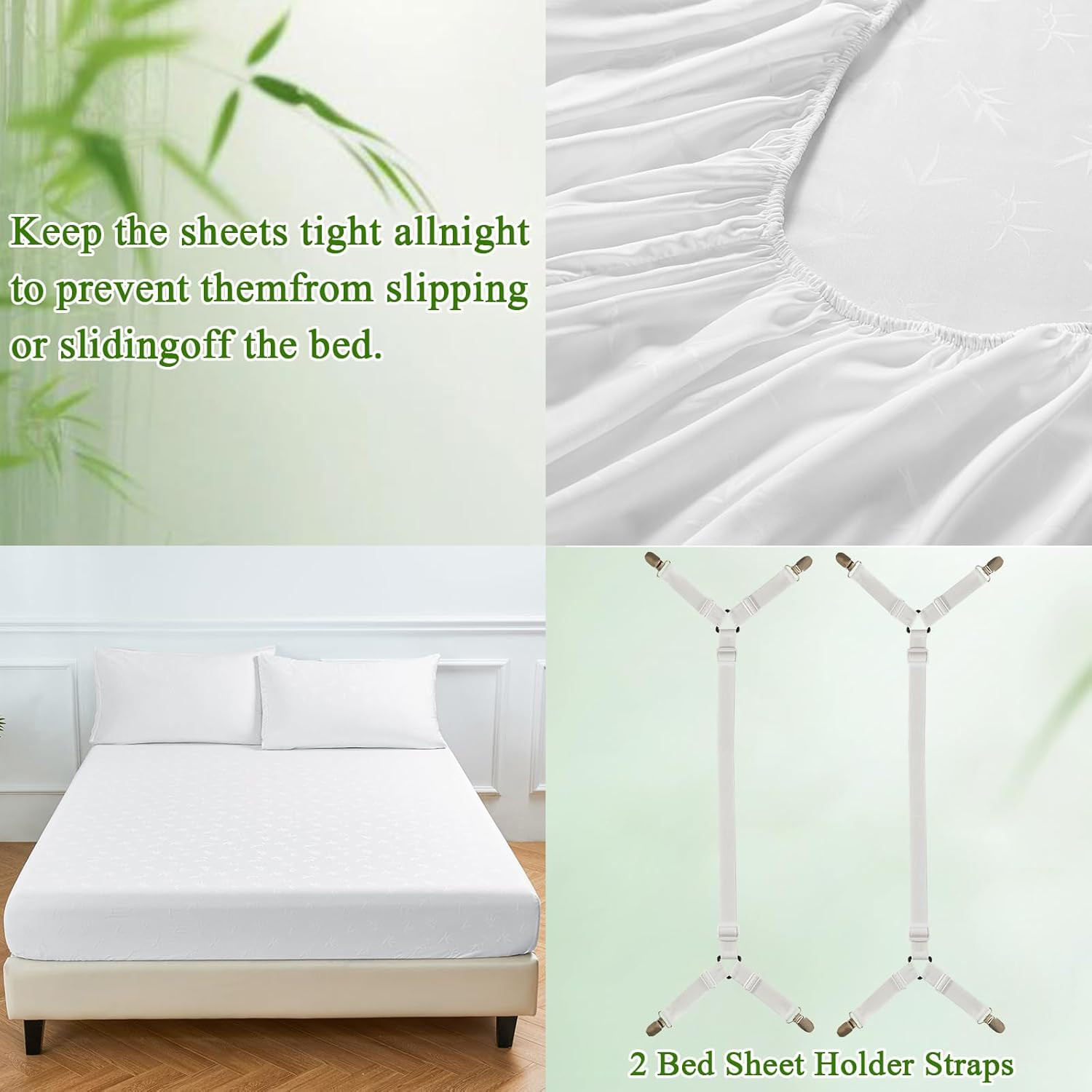 Bamboo Viscose Cooling Sheets, 600 TC, 16" Deep Pocket, Full, White
