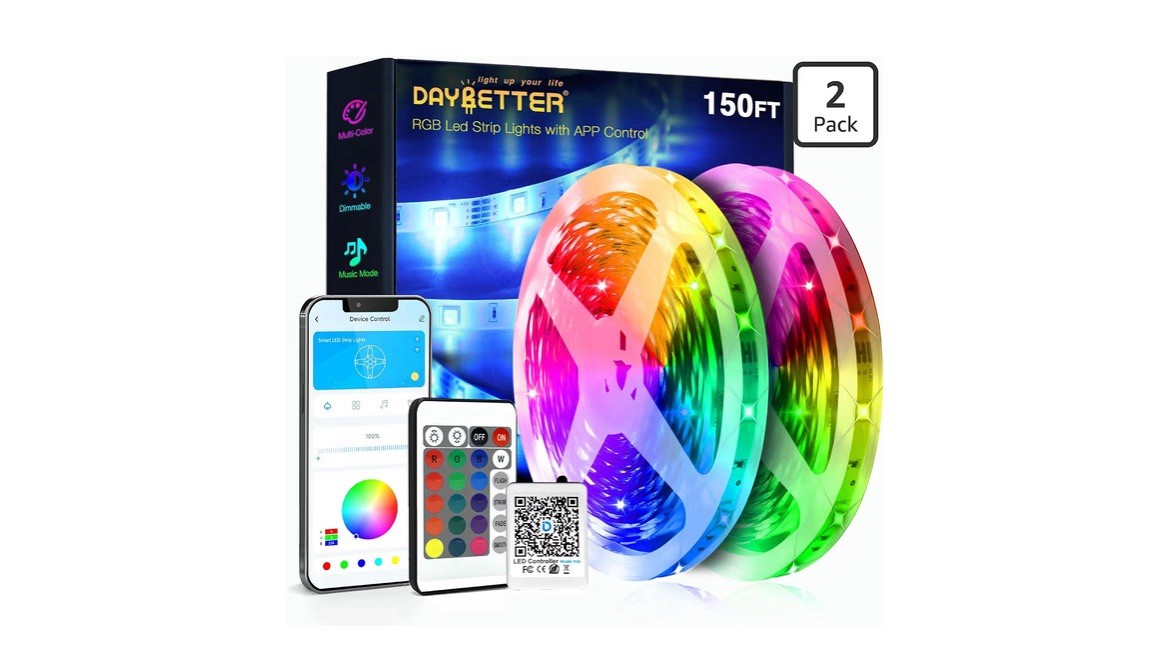 DAYBETTER Led Lights for Bedroom 150 ft (2 Rolls of 75ft), LED Lights