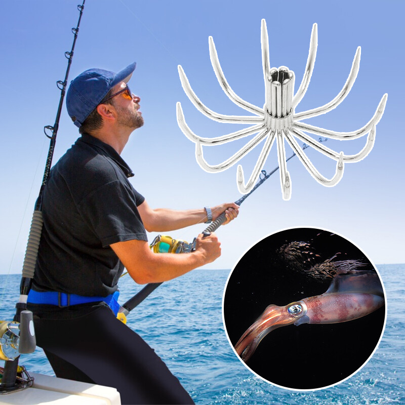 10pcs Stainless Steel Squid Hooks Umbrella Hooks Sea Fishing Hooks Fishing Gear.
