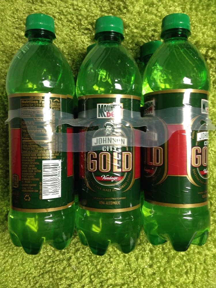 MOUNTAIN DEW JOHNSON CITY GOLD 24oz PLASTIC BOTTLE 6 pack full free shipping