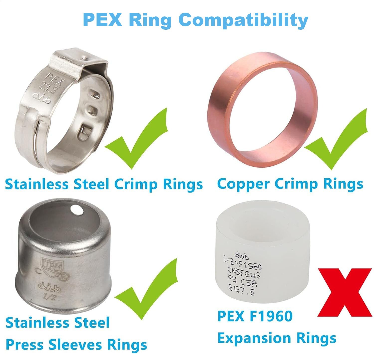 10 Pack PEX B Fittings 1" Plug (END CAP) Poly PPSU Barb Crimp Fitting ASTM F2159