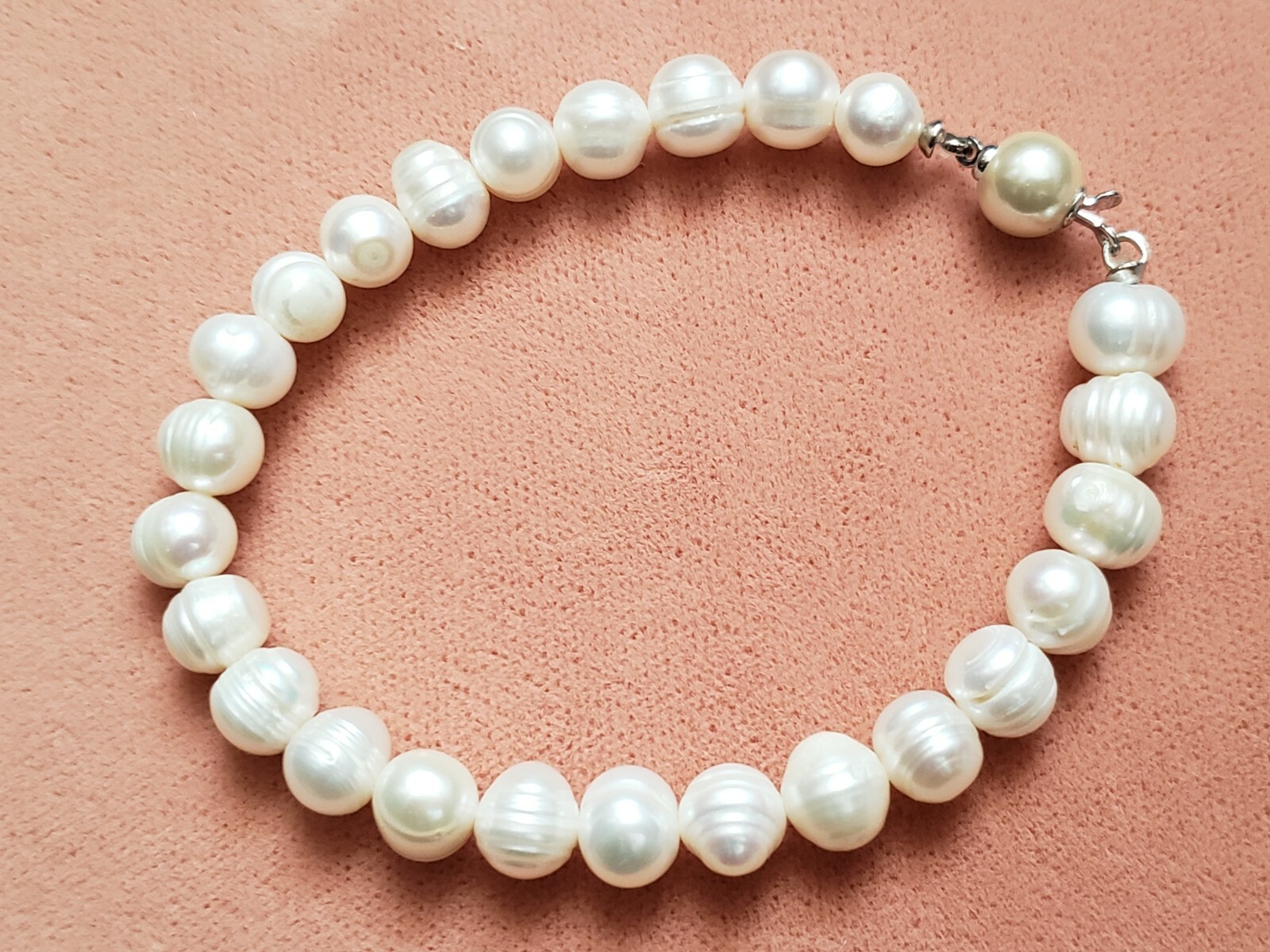 Hand-Made GENUINE * PEARL * BRACELET 7.5", 7.5-8 mm - Made in USA