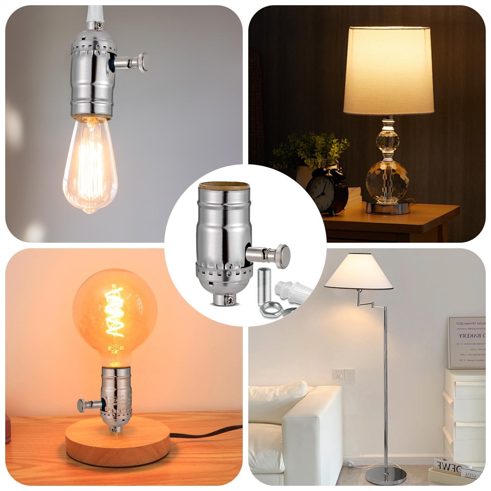 Full Range Dimmer Lamp Socket, Dimmable Lamp Switch Replacement, Vintage E26 ...