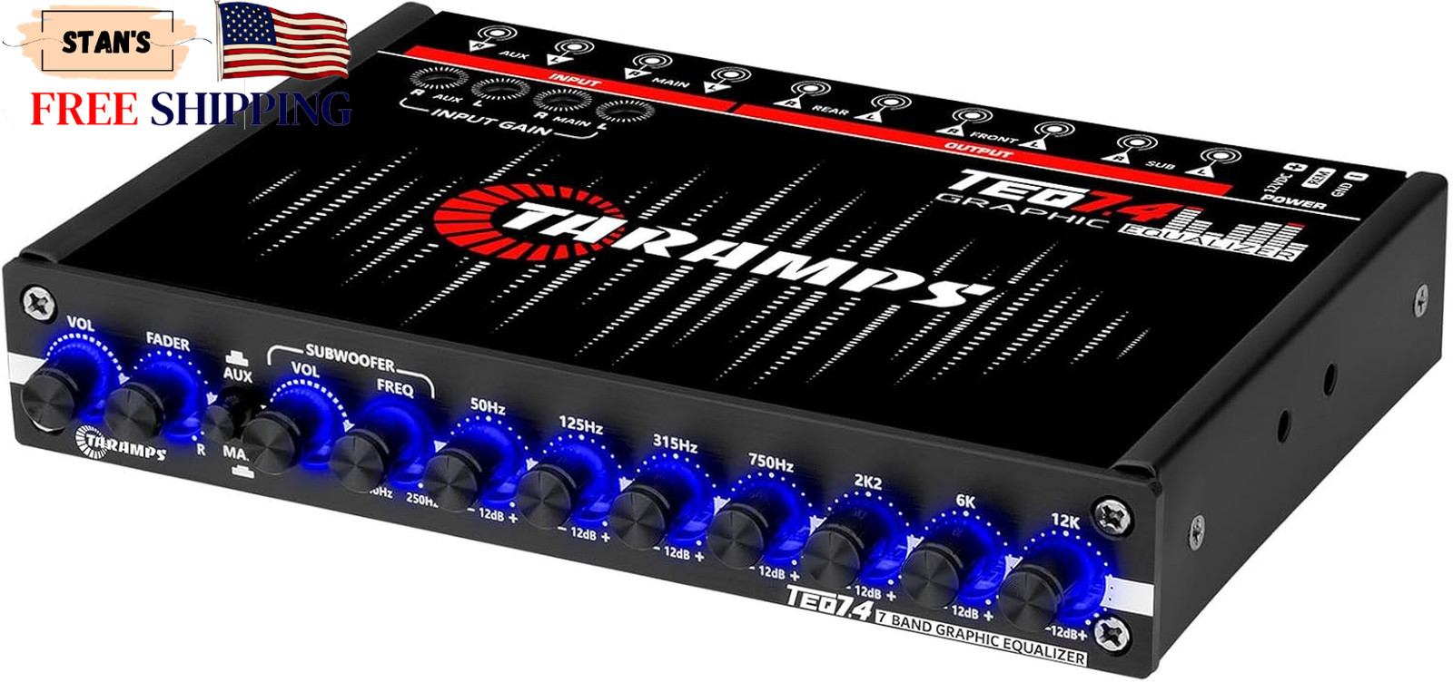 Taramps TEQ 7.4 Stereo 7-Band Graphic Equalizer Car Audio Rca Input/Output Auxi