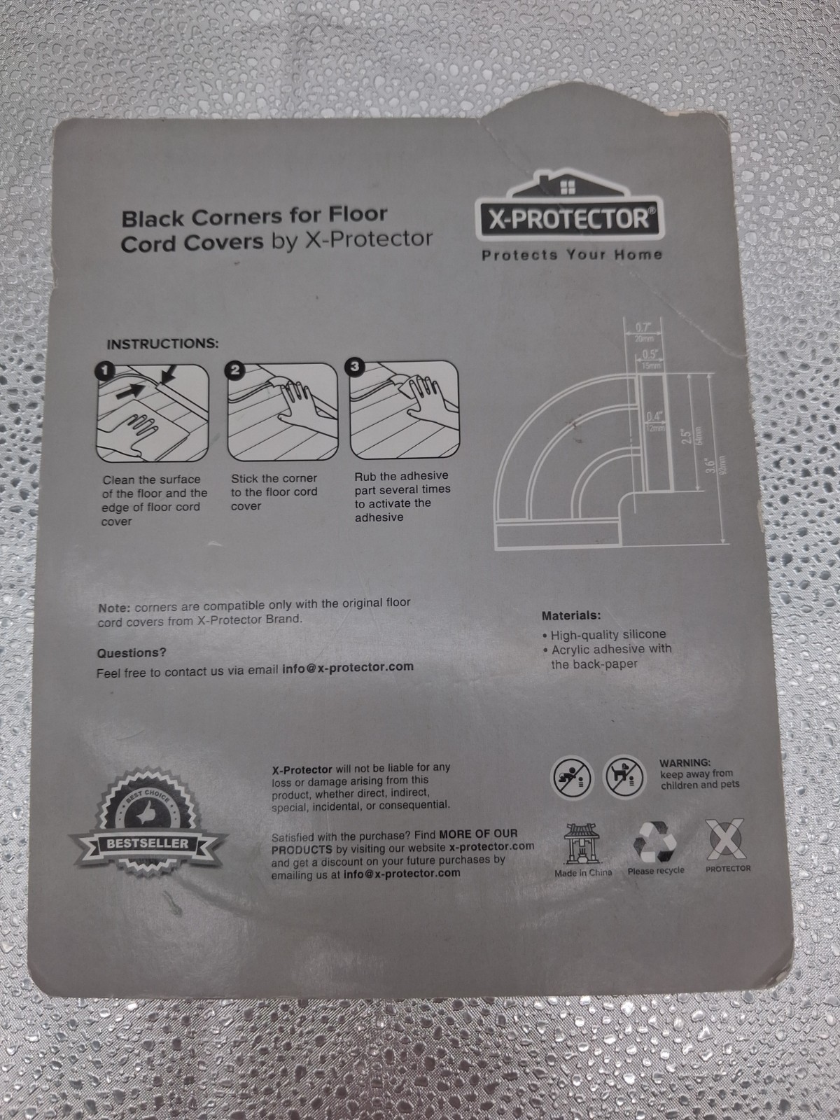 X-Protector Black Corners For Floor Cord Covers