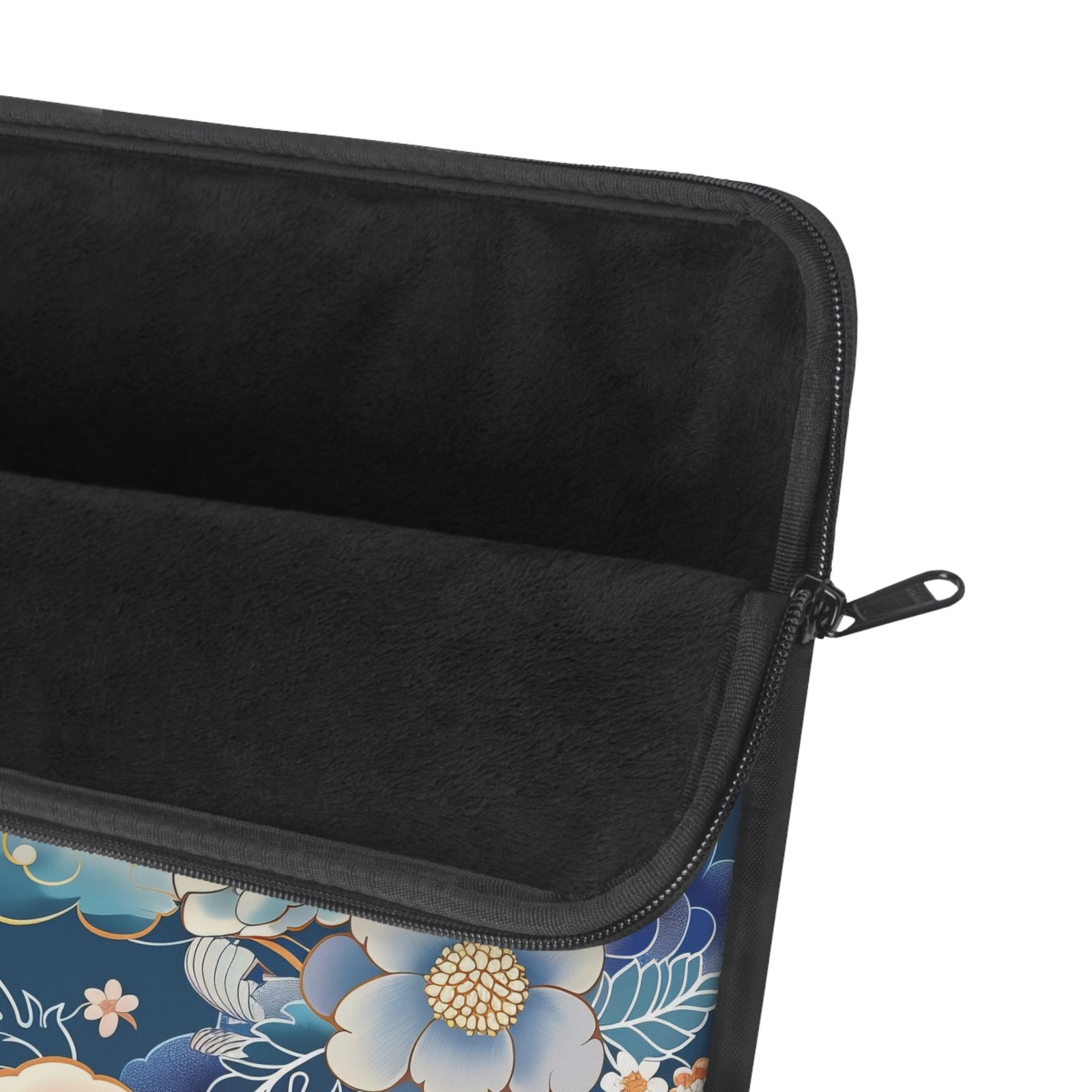 Blue Floral Chinoiserie Art - Padded Laptop Sleeve - Computer Case - Tech Gift