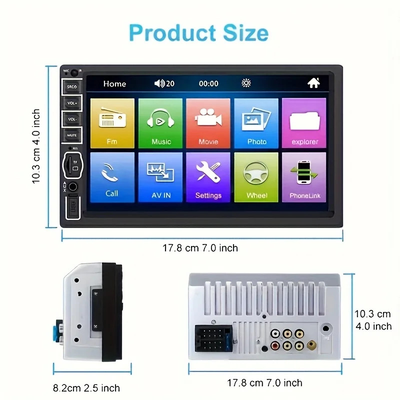 Double 2 Din 7'' Car Stereo Radio HD Touch Screen Carplay BT FM RDS Rear Camera；