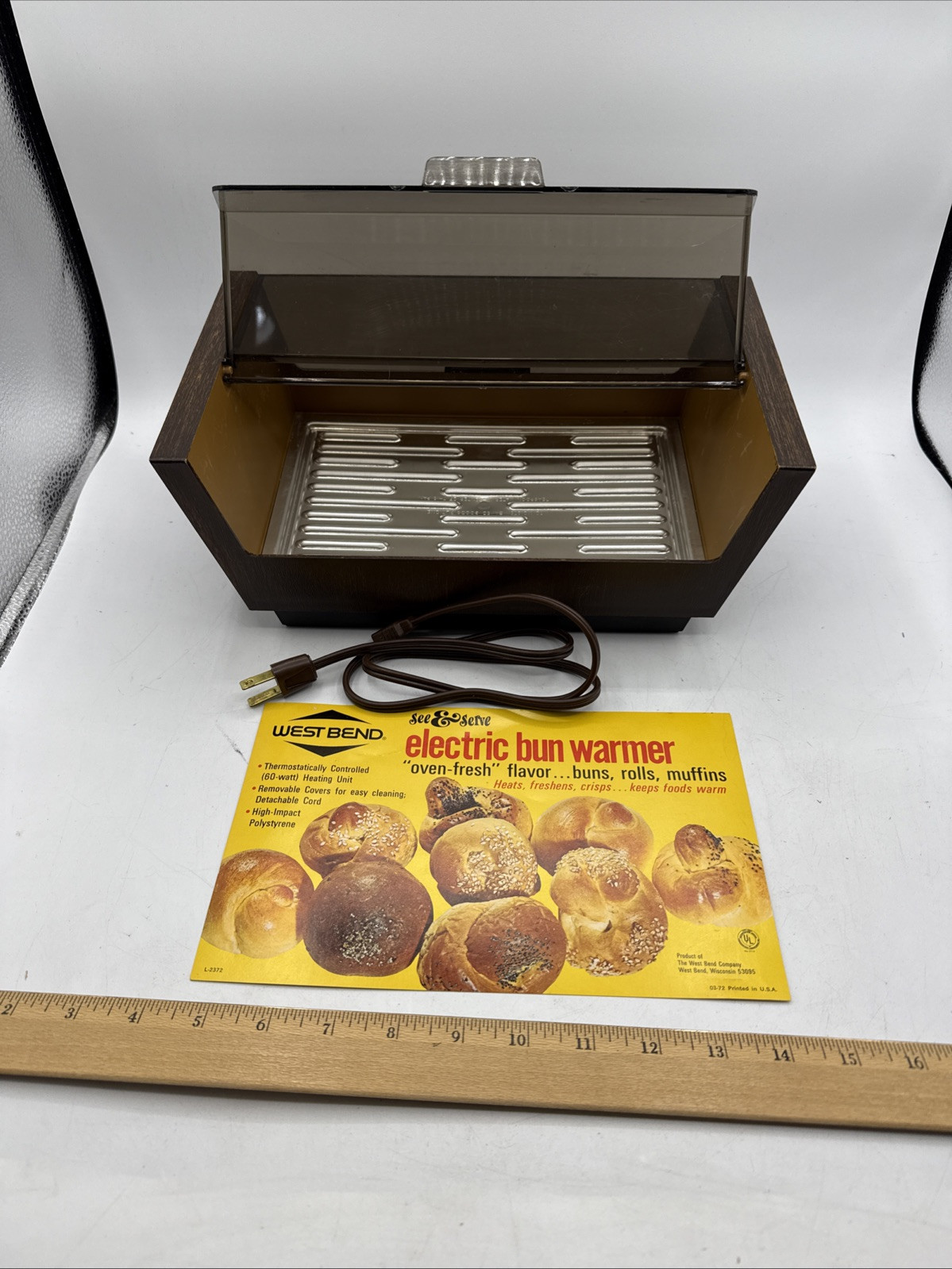 West Bend Model 5114 See'n Serve Electric Bun Warmer GENTLY USED Vtg Works