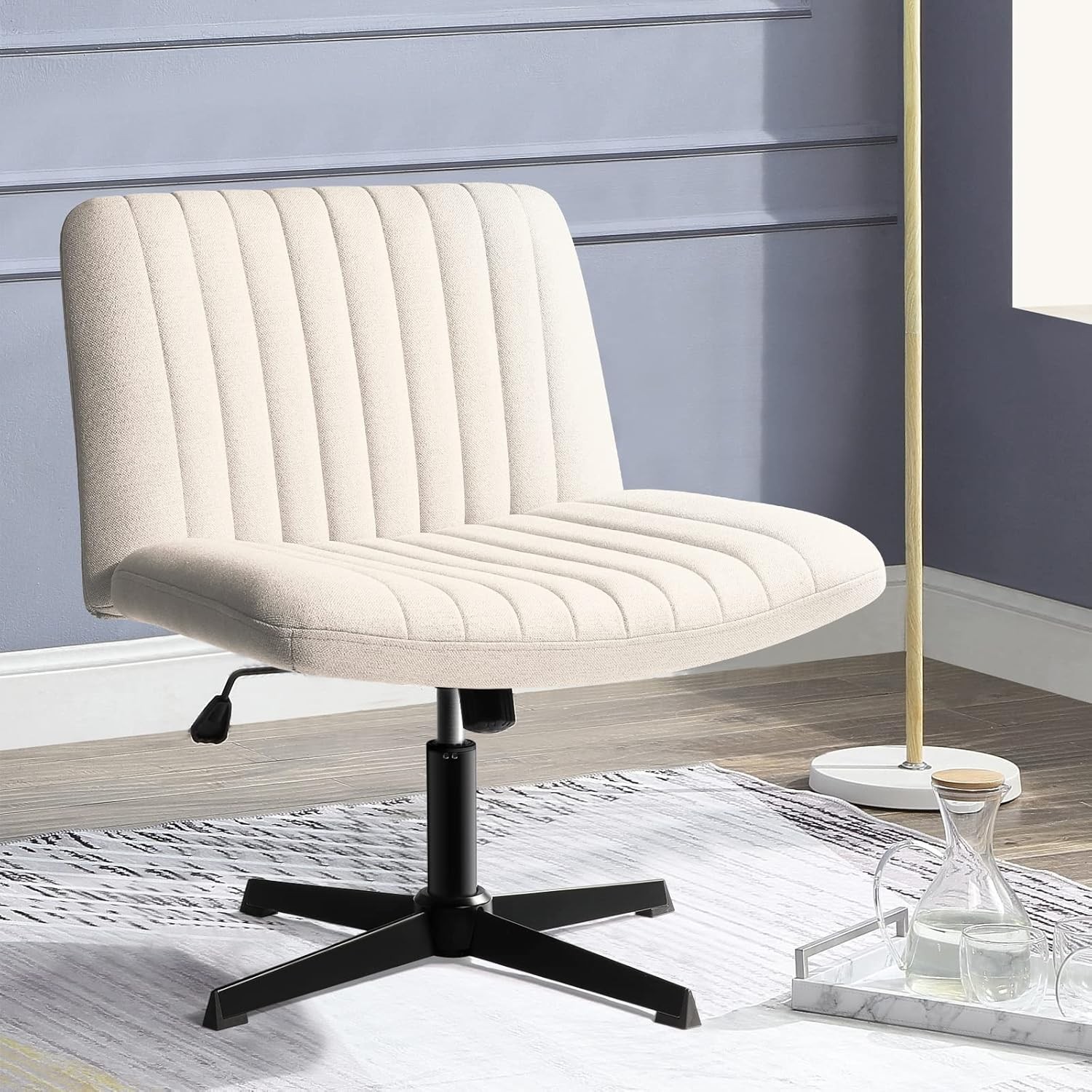 PUKI Criss Cross Chair, fy Cross Legd Office Desk Chair No Wheels,